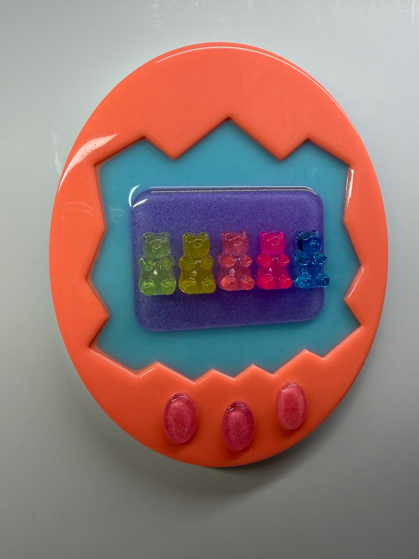 Retro Gummy Bears Hand Held Video Game Wall Art, Nostalgic 90s Dopamine Decor, Game Kids Room Wall Hanging Y2K Virtual Pet Art