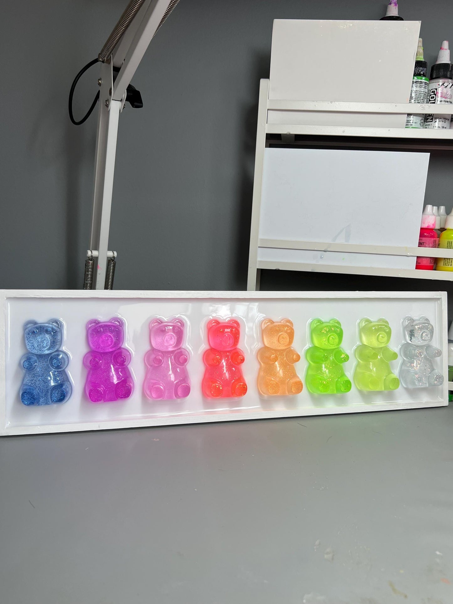 Glitter Neon Rainbow Gummy Bear Wall Art: 3D Pop Art Decor Nursery Kids Room