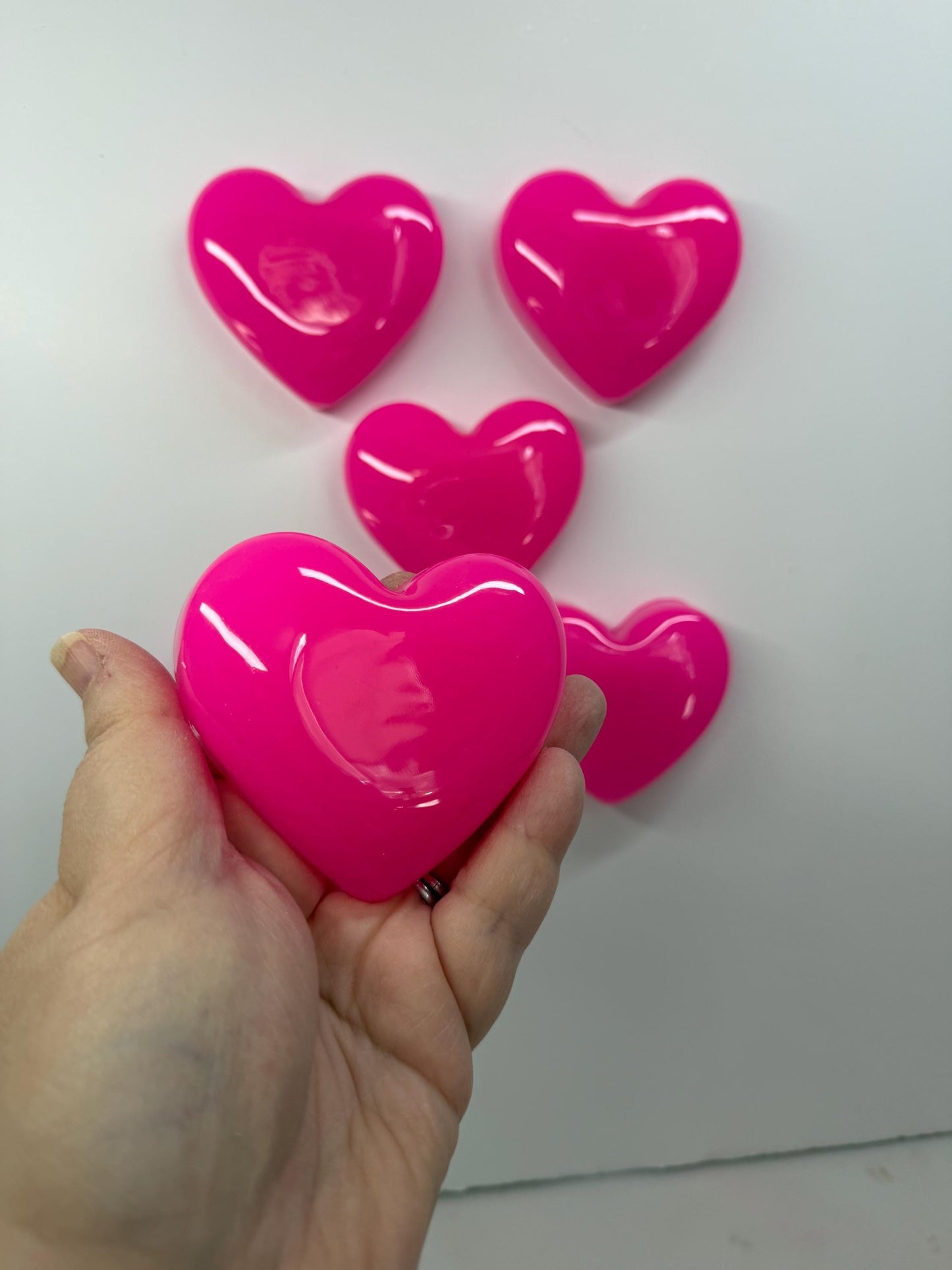 Hot Pink Resin Heart Wall Hanging – Handmade Valentine Wall Decor – Mini Pop Art Heart – 3x3 OOAK