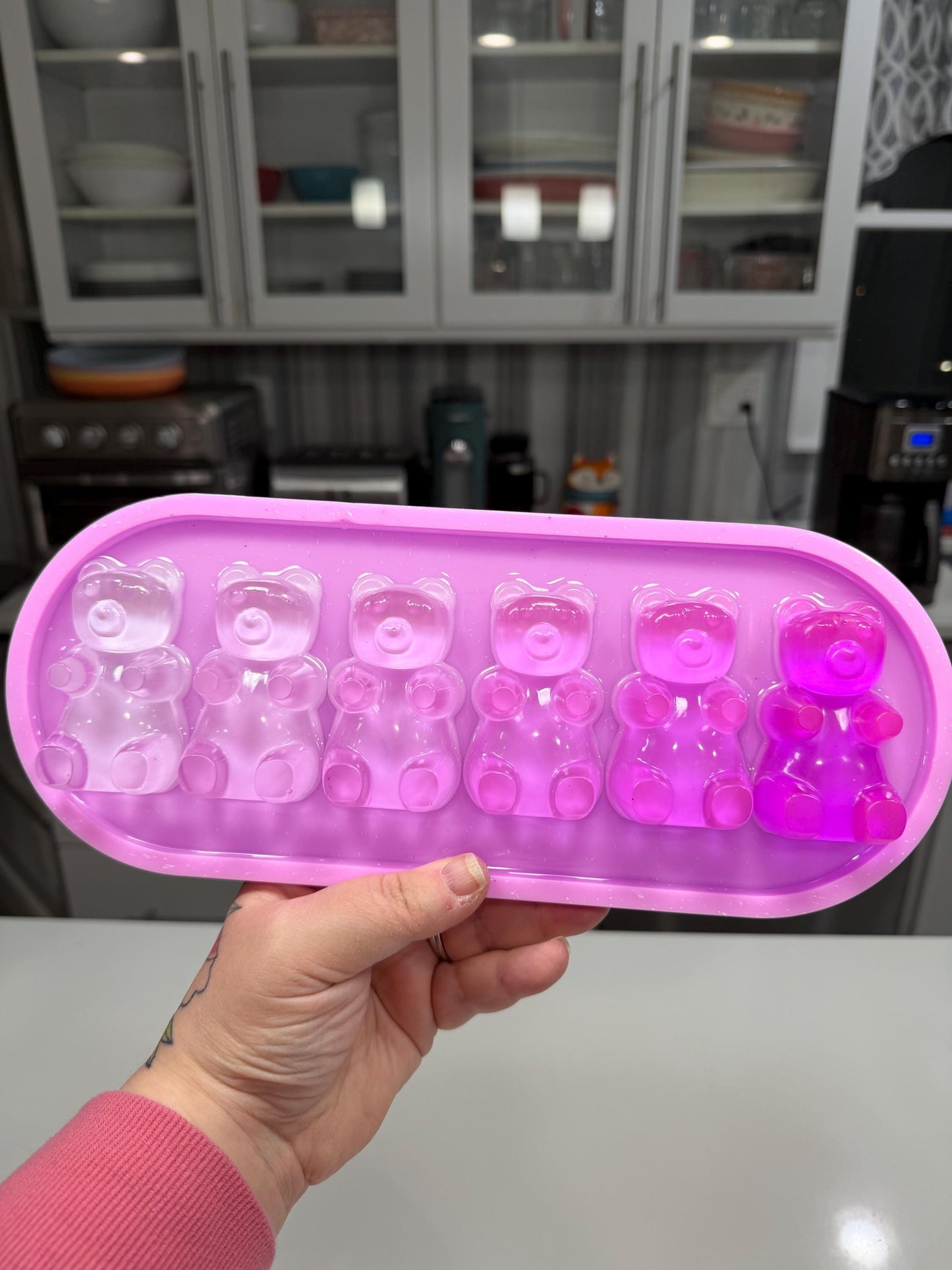 Violet Ombré Gummy Bears Wall Art — Handmade Resin Pop Statement (13×5”)