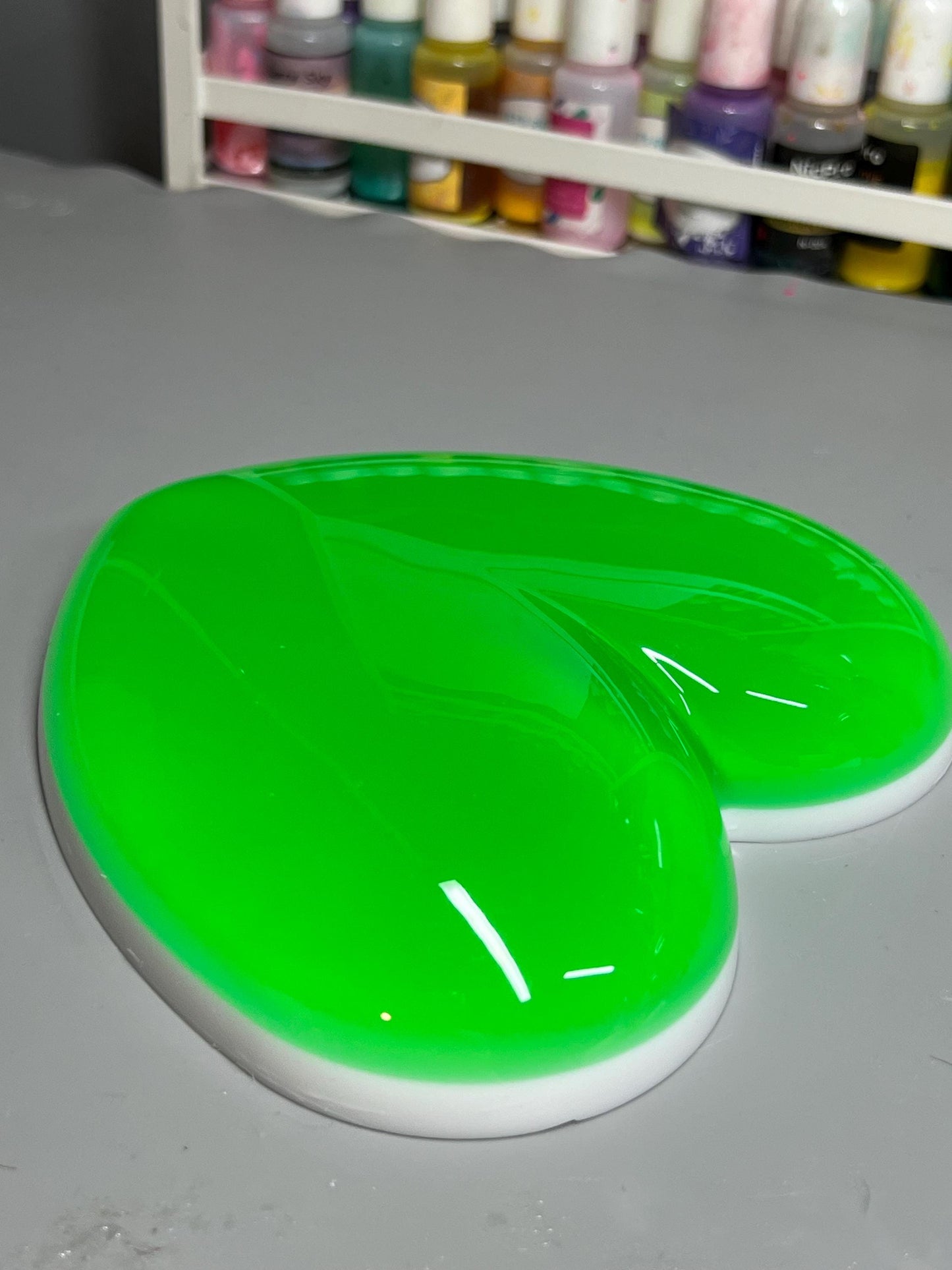 Neon Green Resin Heart Wall Art – Electric Green Pop Art Heart, Glossy Dopamine Decor