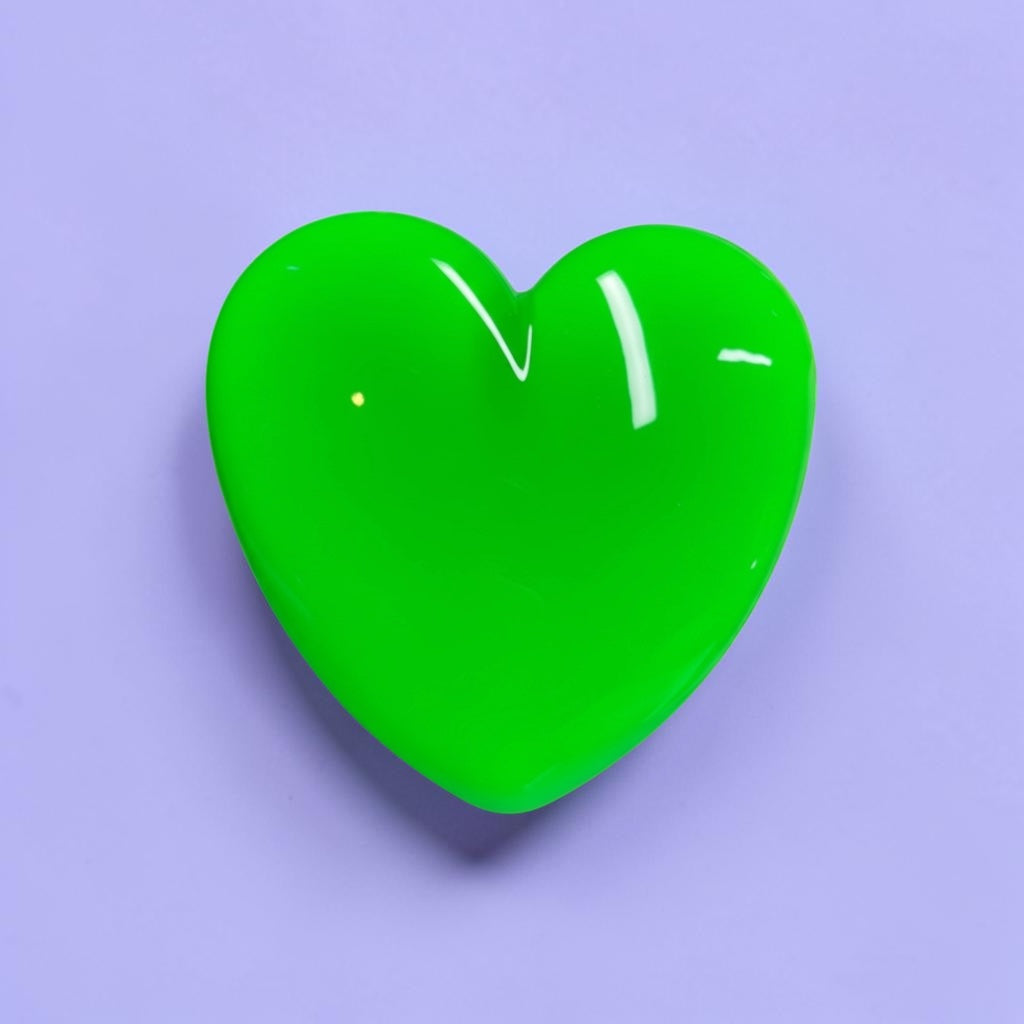 Neon Green Resin Heart Wall Art – Electric Green Pop Art Heart, Glossy Dopamine Decor