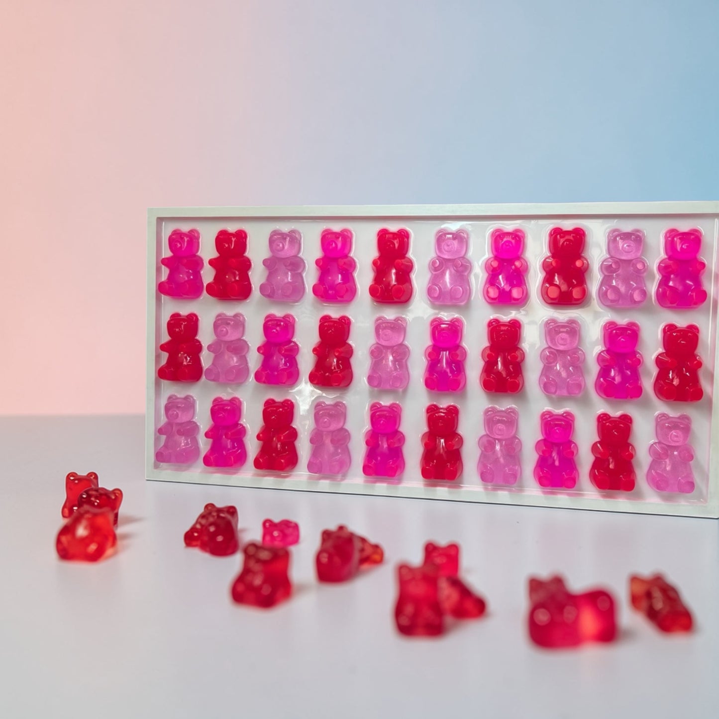 Shades of Pinks Extra Large Pink Resin Gummy Bear Wall Art: 3D Pop Art Decor Glitter, Pink Dopamine Statement Wall Decor