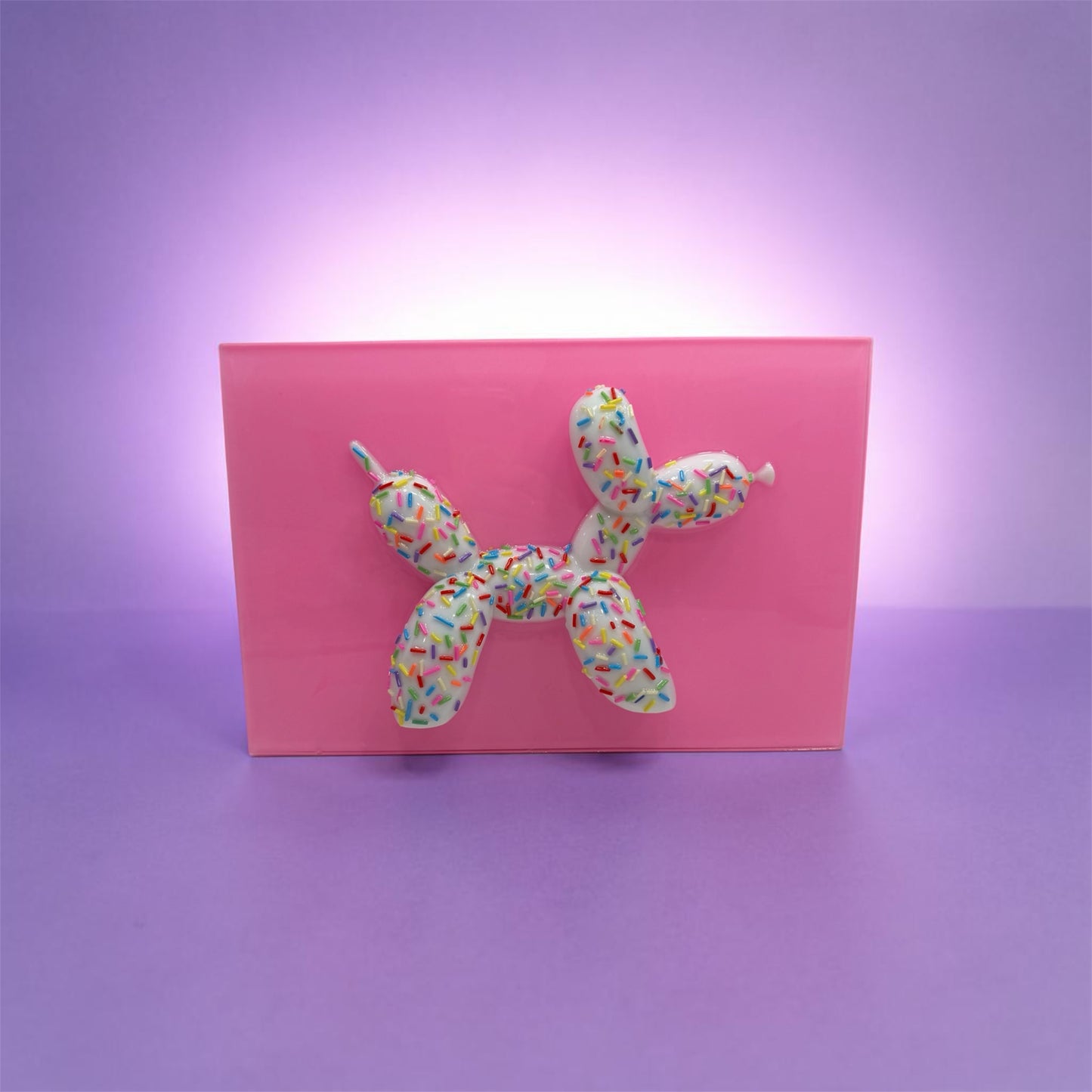 OOAK Balloon Dog Pop Art – 3D Candy Sculpture Wall Art, Sprinkle Resin Art, Pink Acrylic Decor, Dopamine Art