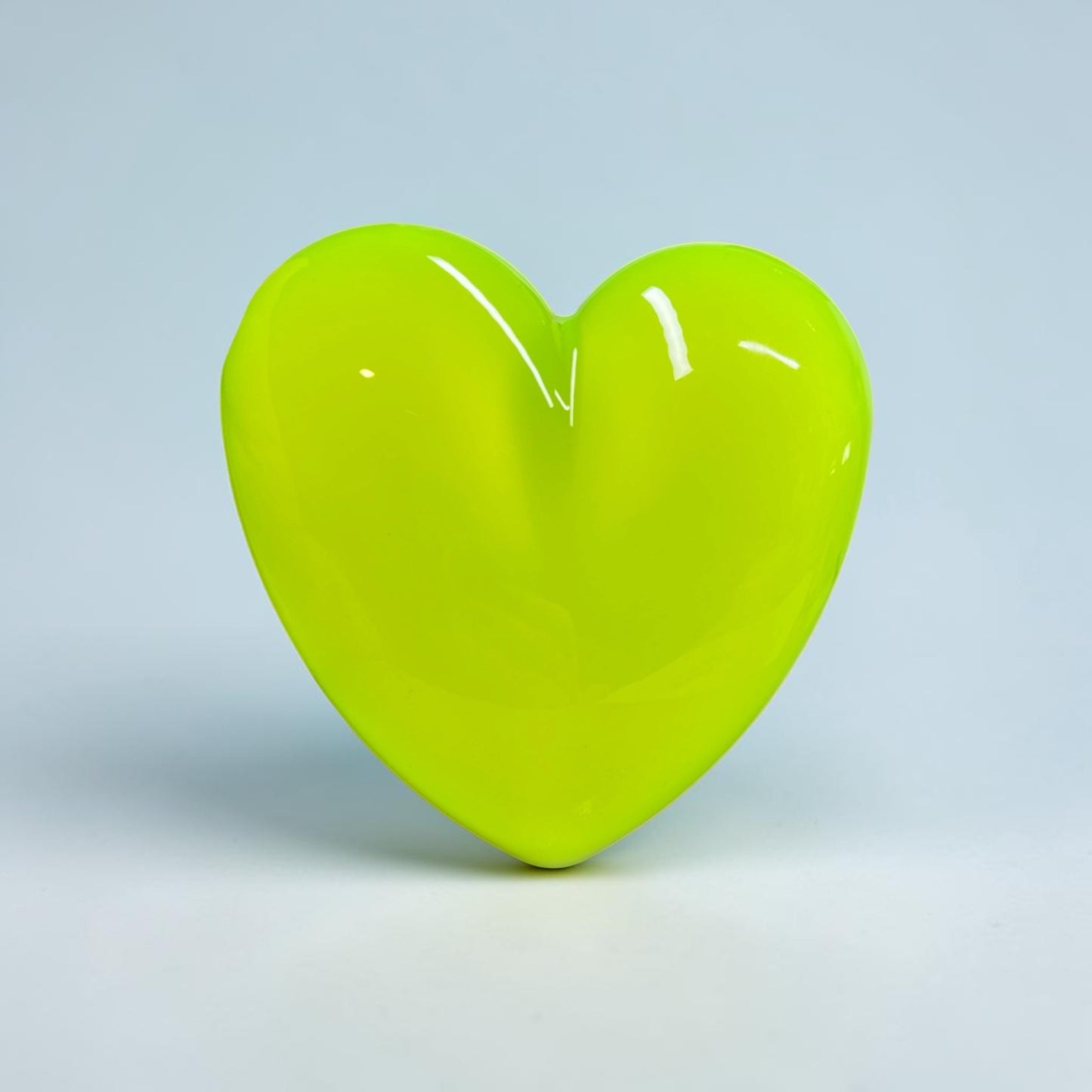 Neon Yellow Resin Heart Wall Art – Acid Lime Pop Art Decor, Glossy Dopamine Heart Sculpture