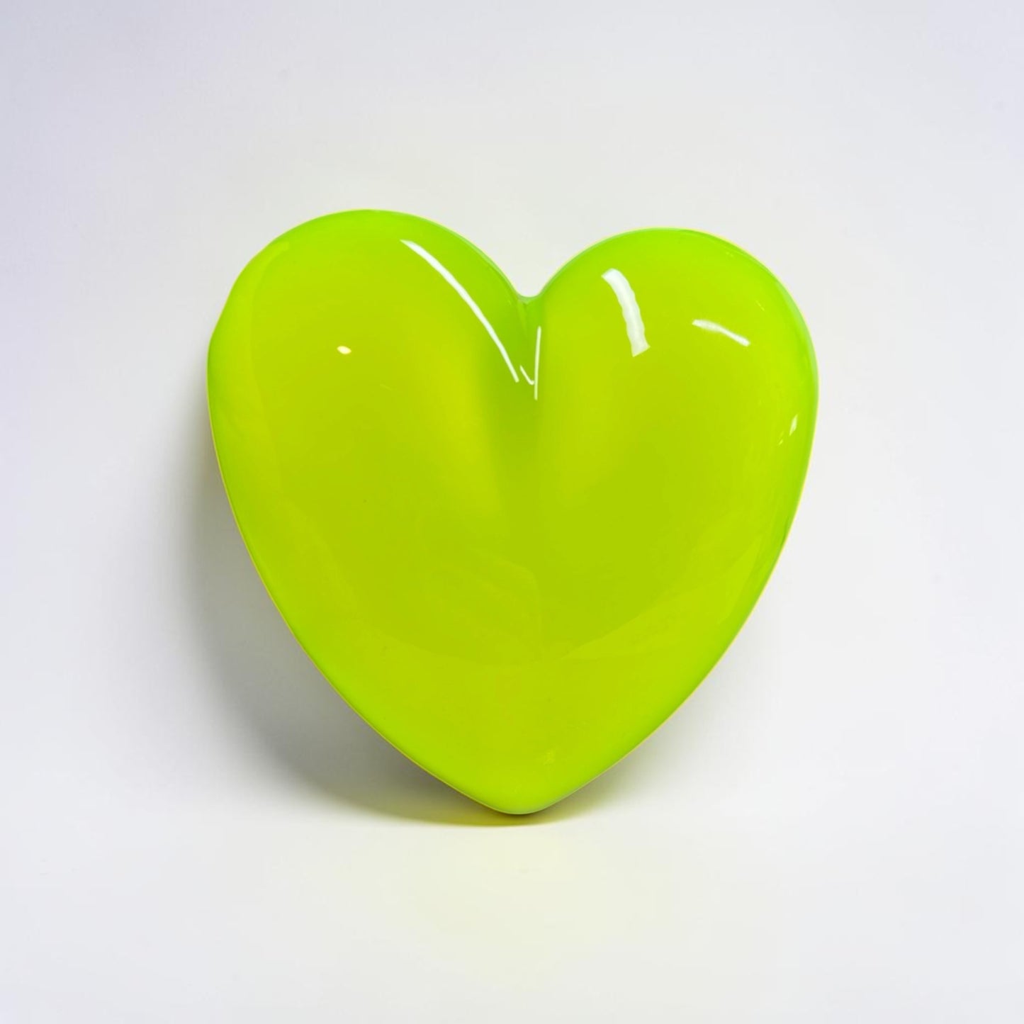 Neon Yellow Resin Heart Wall Art – Acid Lime Pop Art Decor, Glossy Dopamine Heart Sculpture