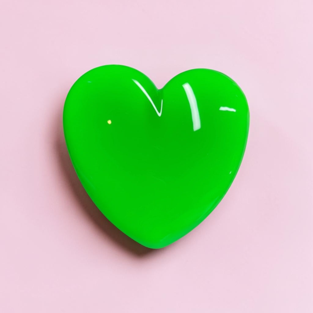 Neon Green Resin Heart Wall Art – Electric Green Pop Art Heart, Glossy Dopamine Decor