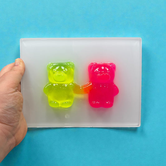 Neon Connected Gummy Bears Resin Wall Art – 8x6” Original Pop Art Candy Sculpture
