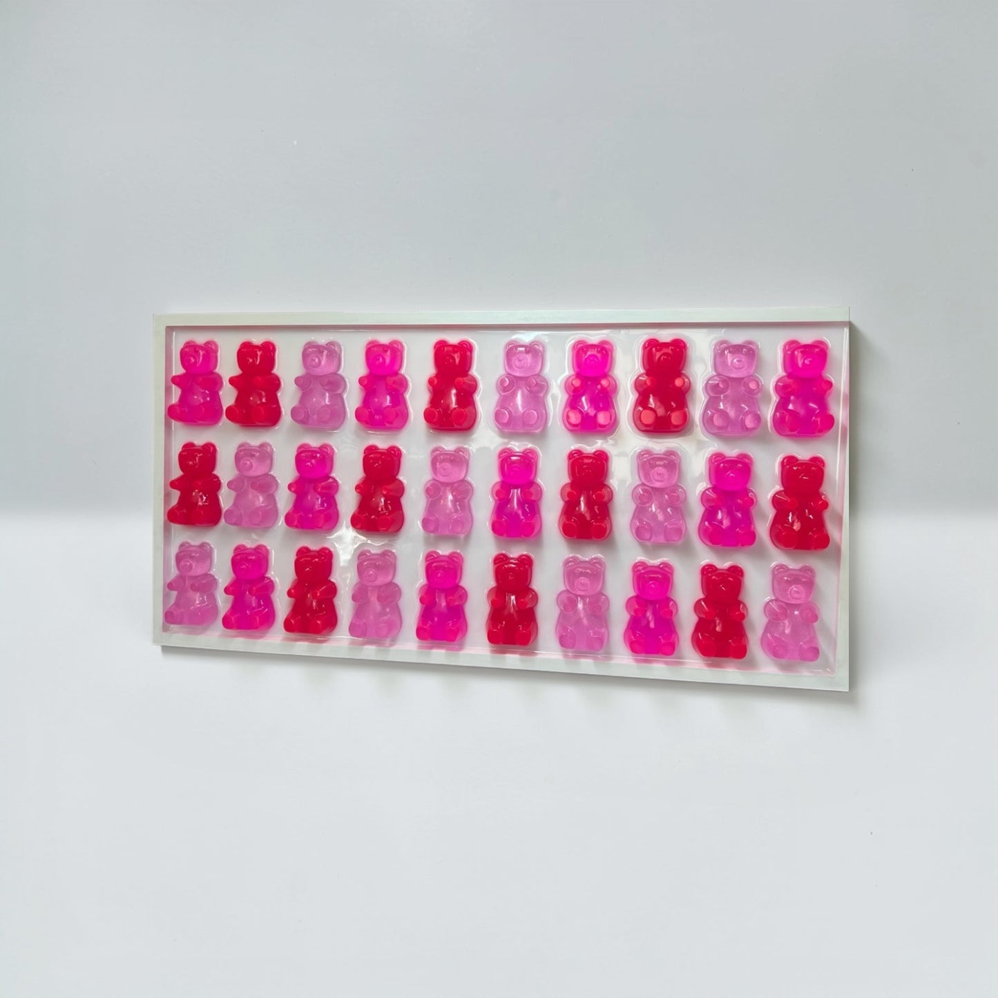 Shades of Pinks Extra Large Pink Resin Gummy Bear Wall Art: 3D Pop Art Decor Glitter, Pink Dopamine Statement Wall Decor