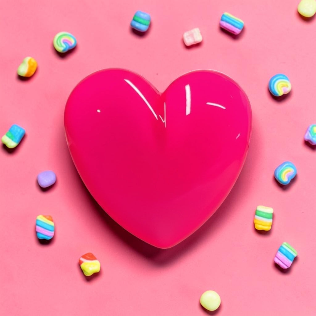 Neon Pink Resin Heart Wall Art – Glossy Candy Heart Pop Art Decor, Kawaii Dopamine Decor