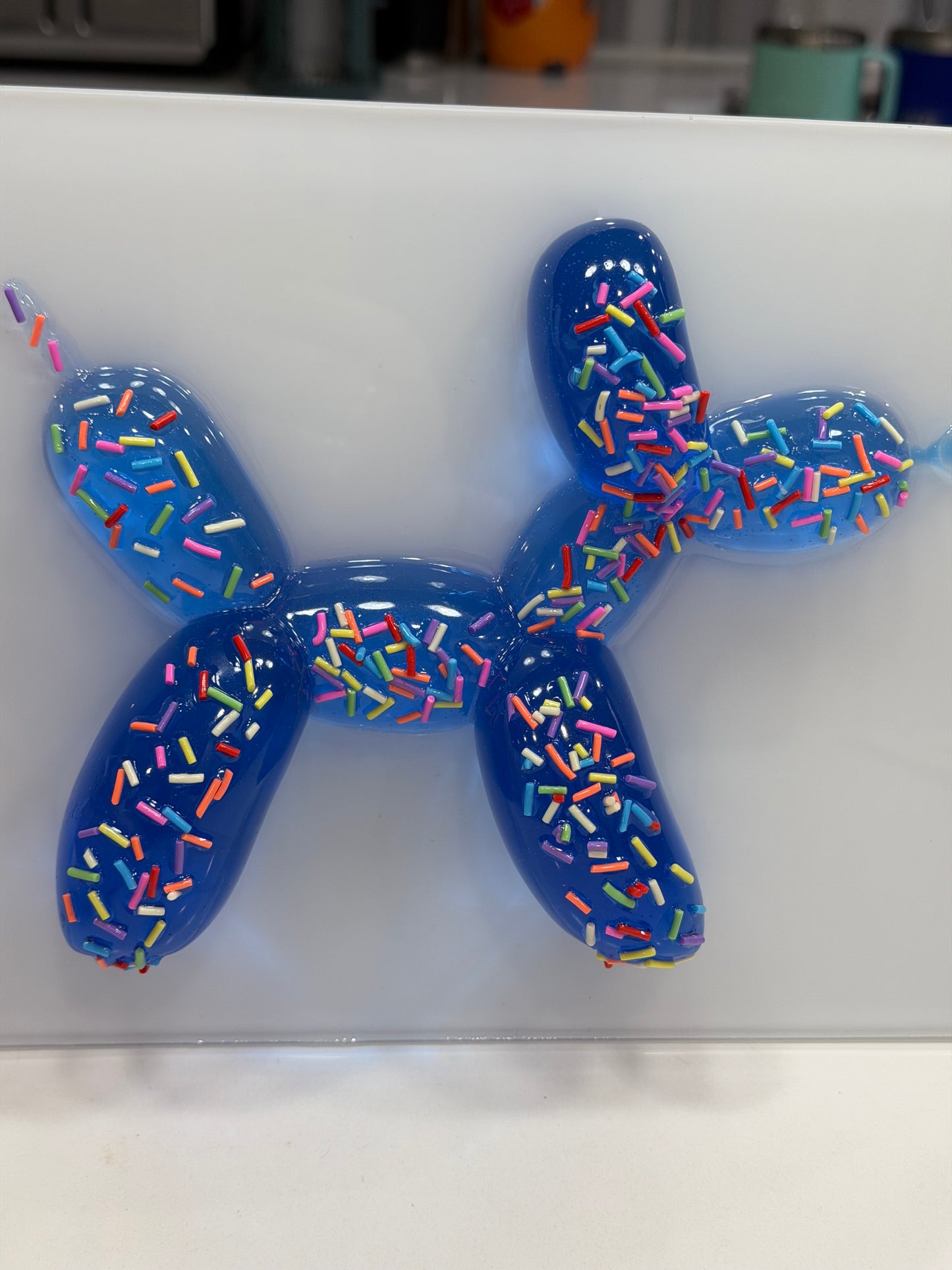 Good Boy, Extra Sprinkles – Blue Balloon Dog Resin Wall Art (12x8”)