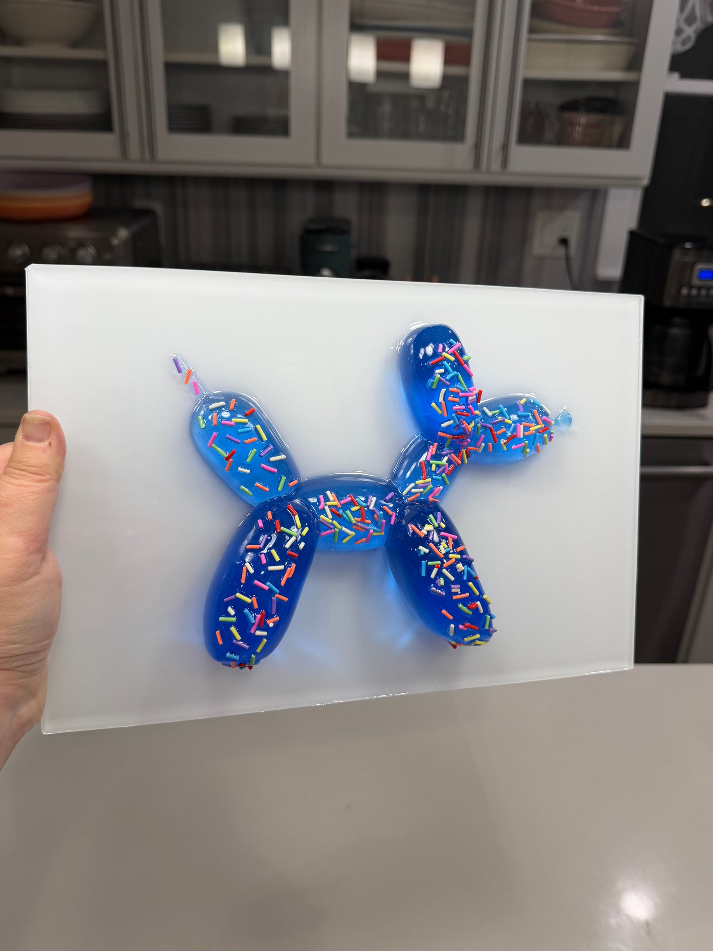 Good Boy, Extra Sprinkles – Blue Balloon Dog Resin Wall Art (12x8”)