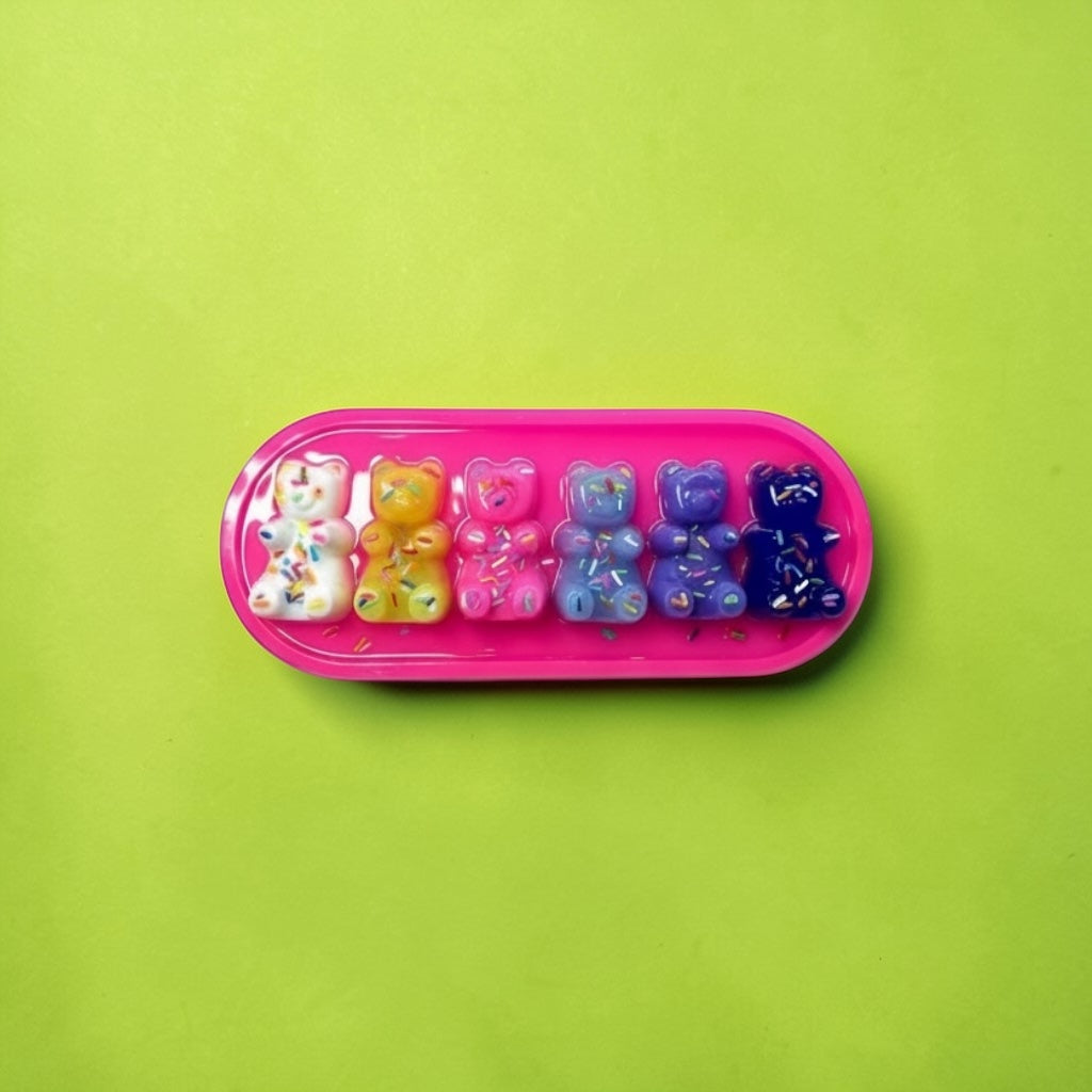 Rainbow Gummy Bear Resin Art • 13x5” Handmade Pop Art Decor • Cute Candy Sprinkle Sculpture • Freestanding or Wall Hanging