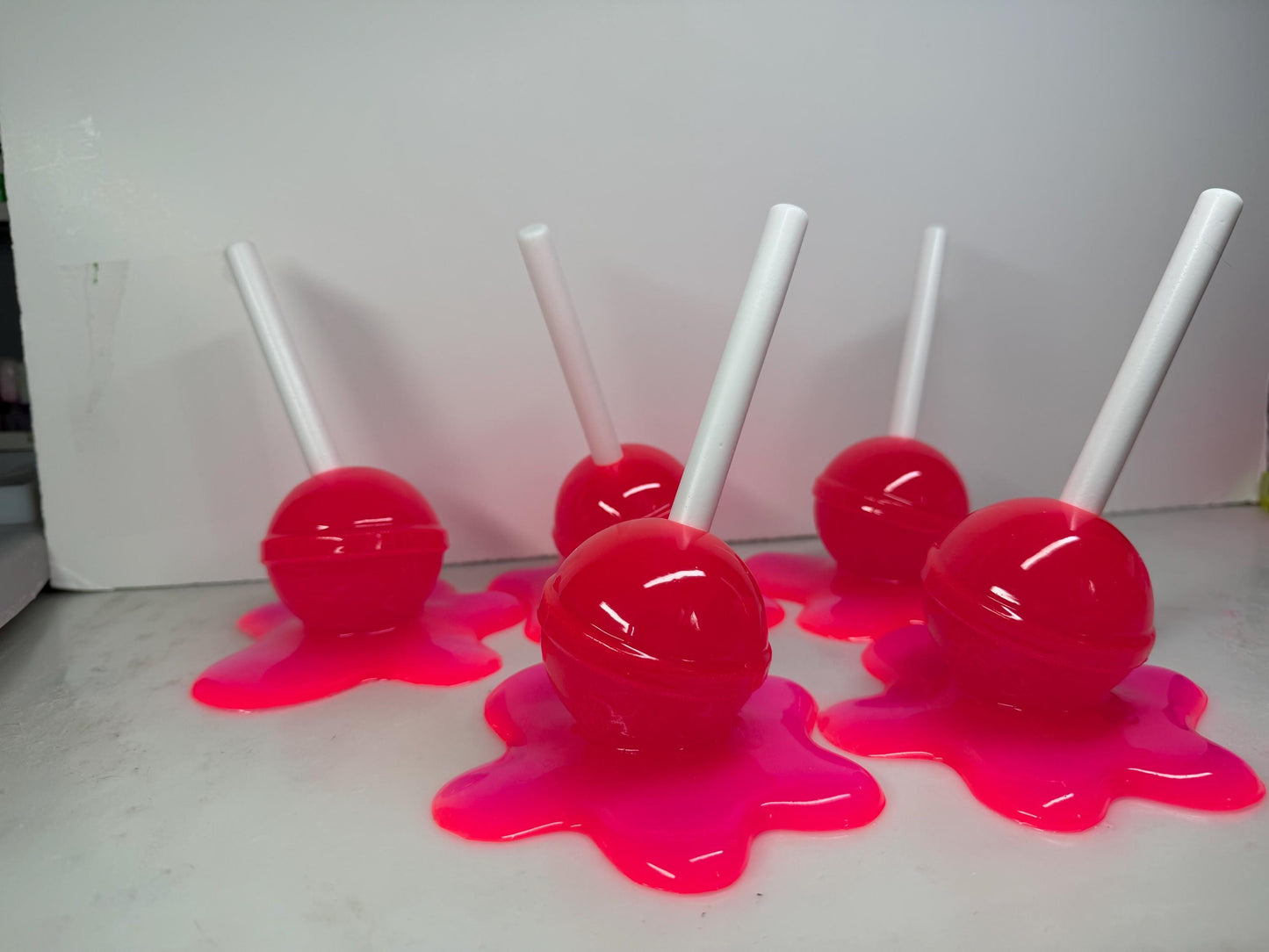 Melting Lollipop Extra Large Pop Art Decor Dopamine Neon Pink, Resin Sculpture, Candy Art