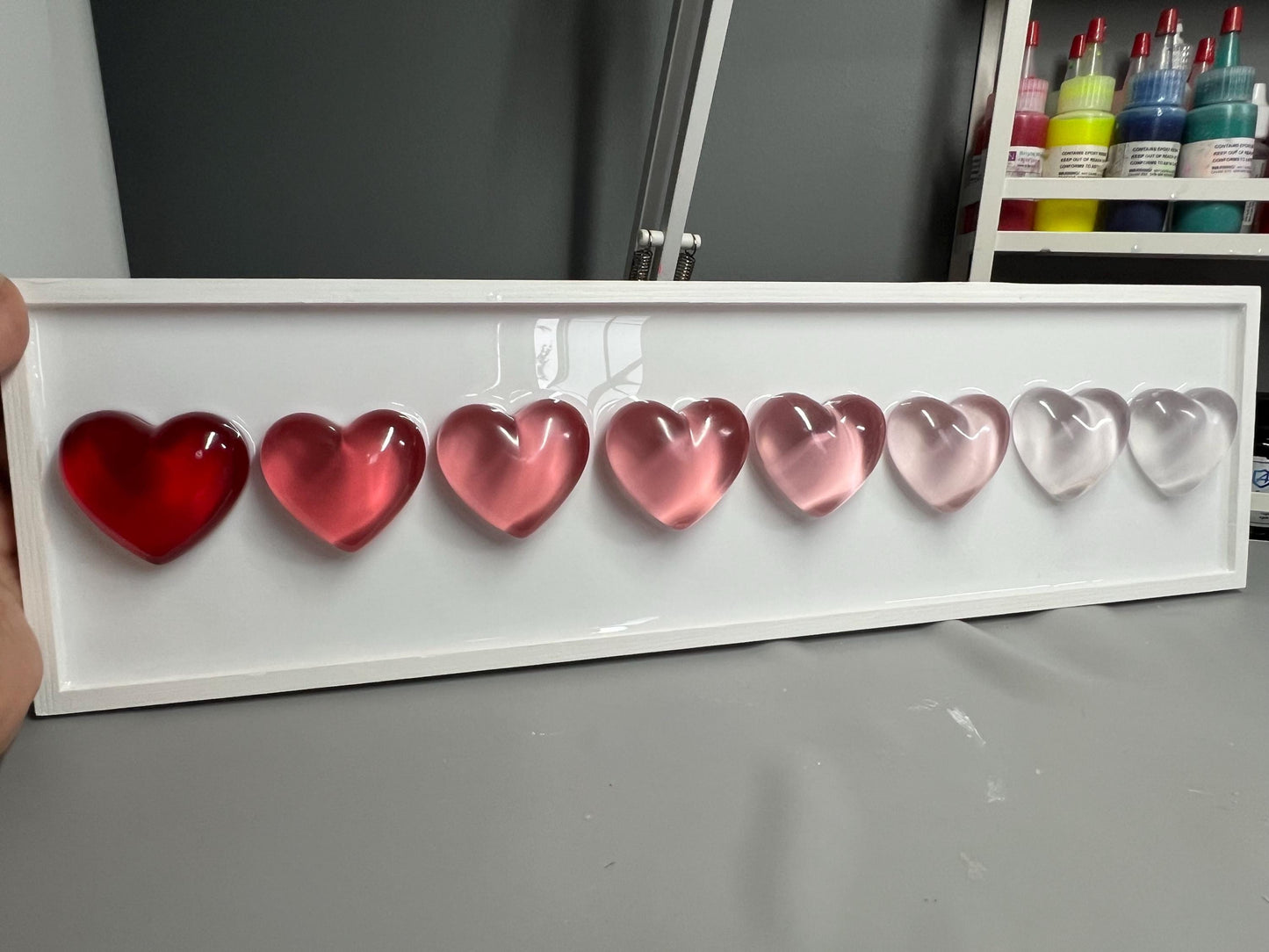 Red Ombré Resin Gummy Hearts Wall Art: 3D Pop Art| Dopamine Decor| Fake Food