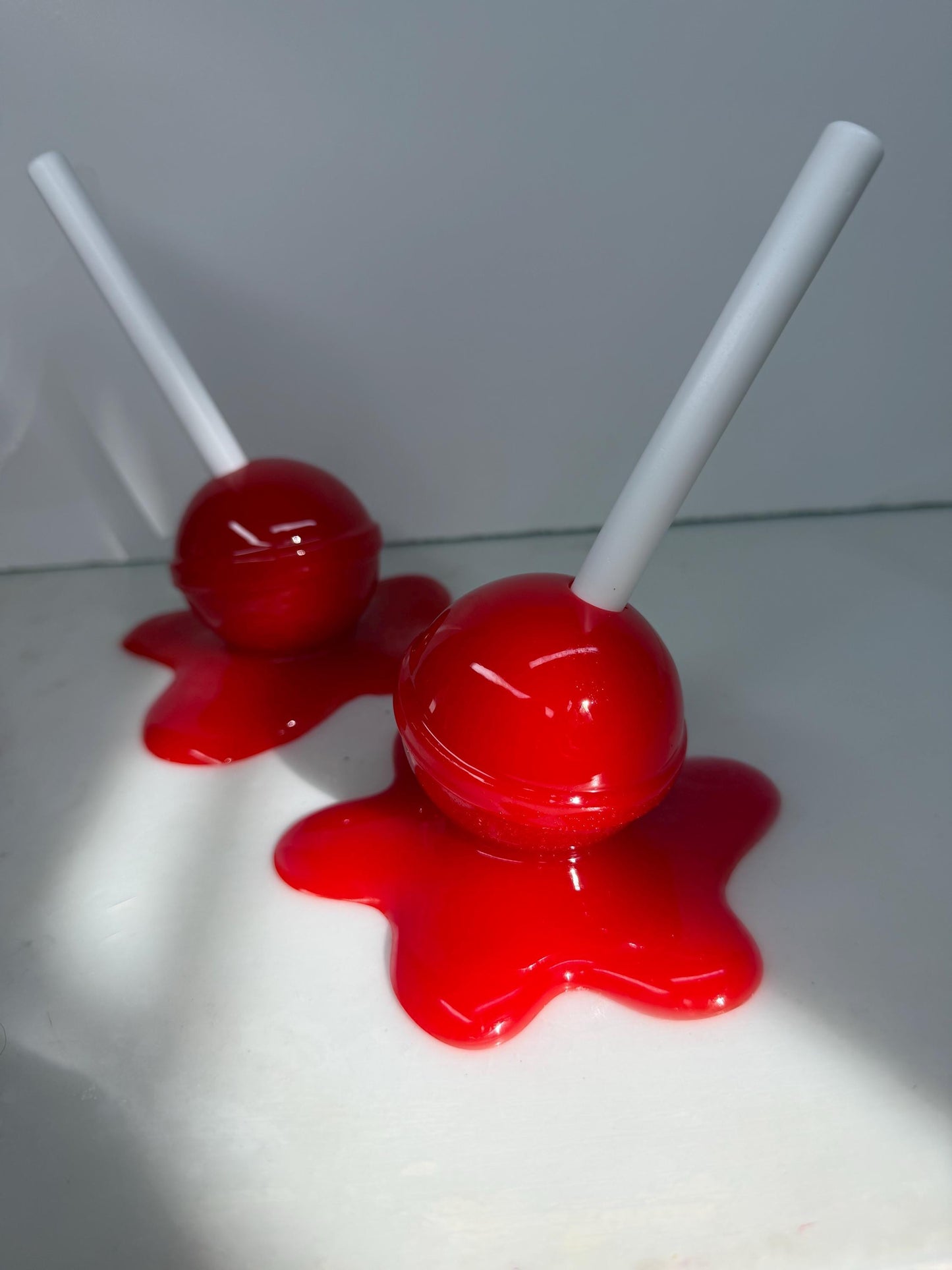 Melting Lollipop Extra Large Pop Art Decor Red, Resin Sculpture, Candy Art