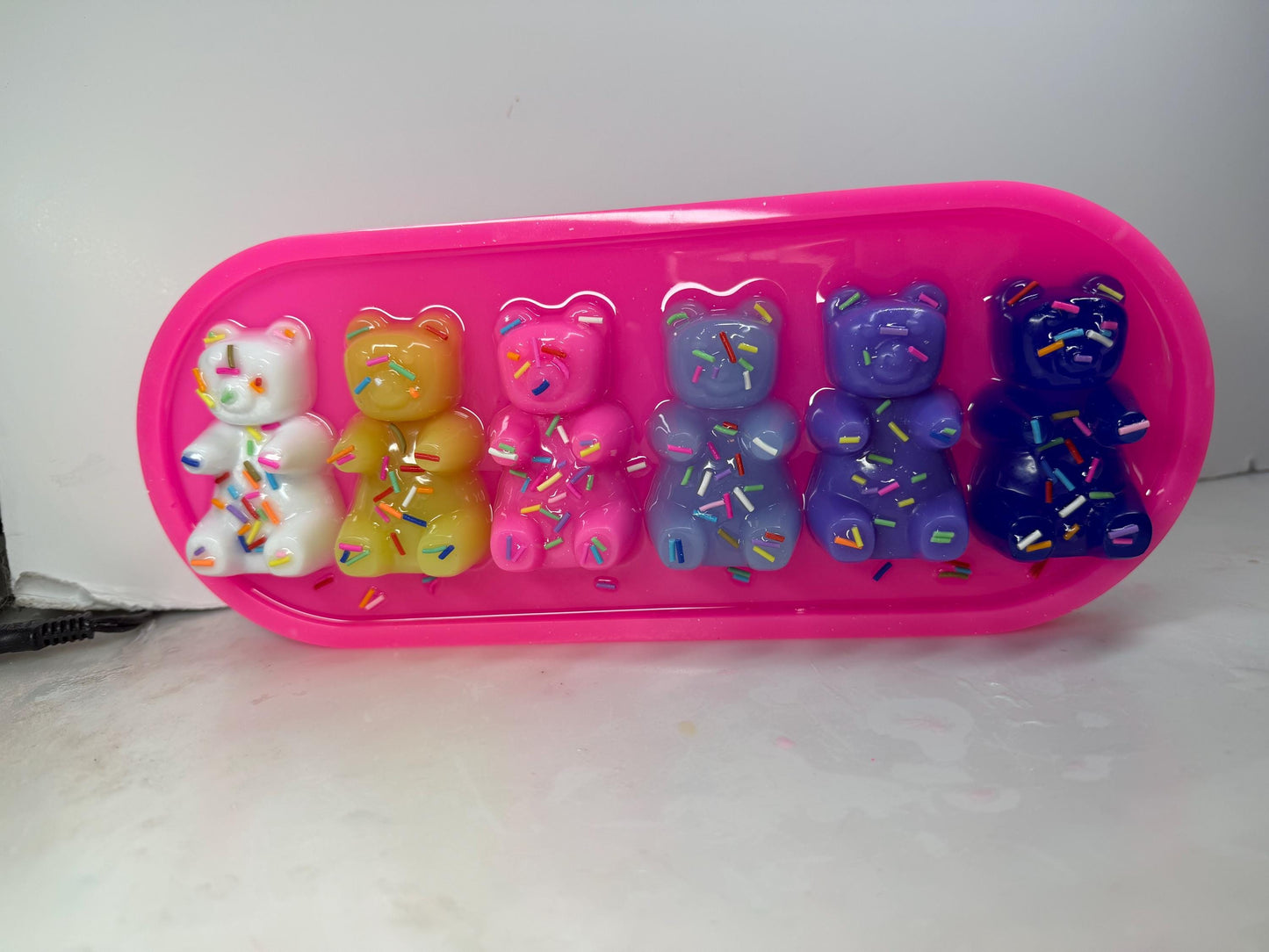 Rainbow Gummy Bear Resin Art • 13x5” Handmade Pop Art Decor • Cute Candy Sprinkle Sculpture • Freestanding or Wall Hanging