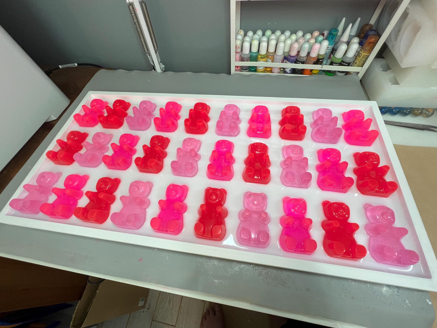 Shades of Pinks Extra Large Pink Resin Gummy Bear Wall Art: 3D Pop Art Decor Glitter, Pink Dopamine Statement Wall Decor