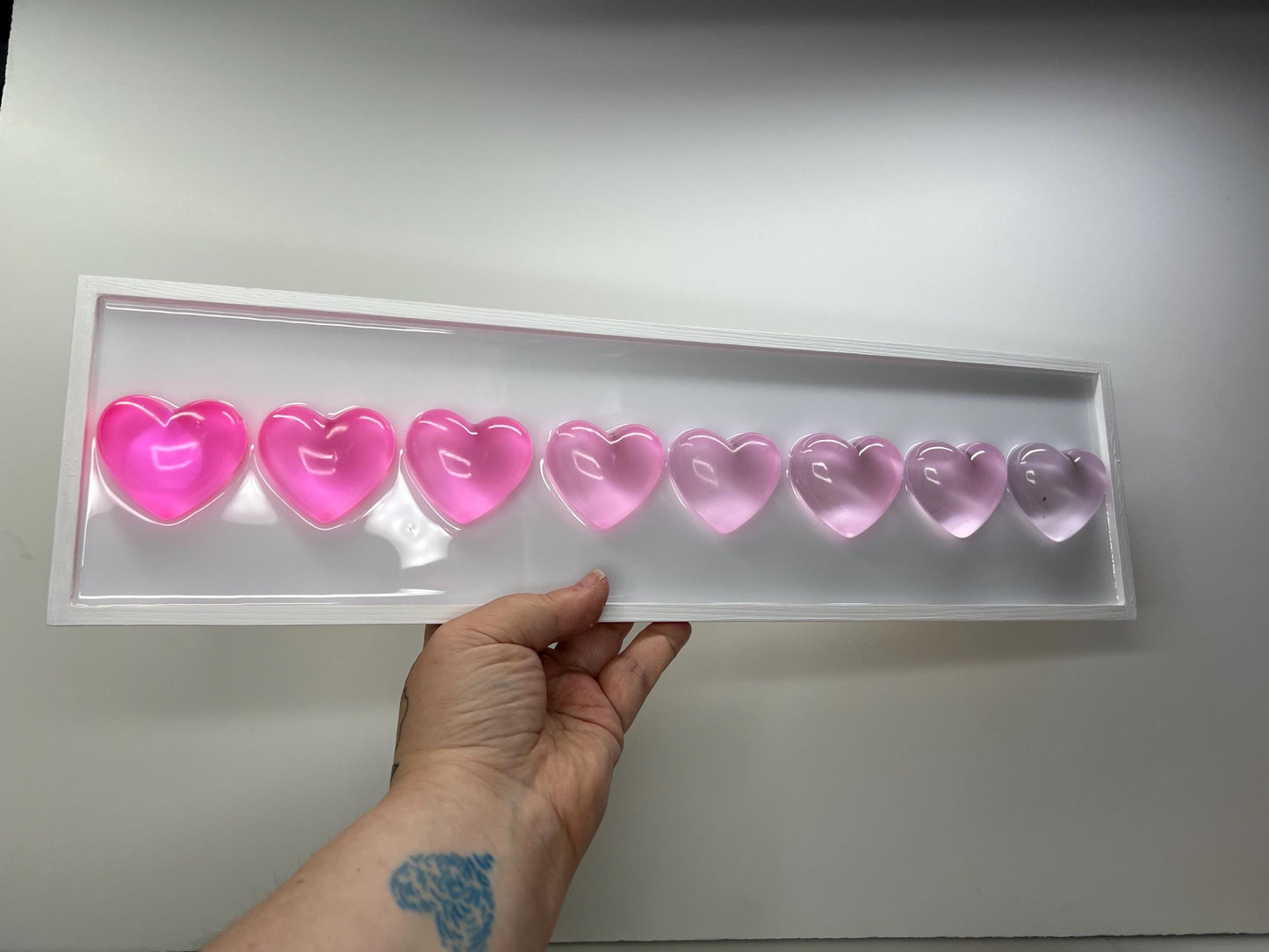 Pink Ombré Resin Gummy Hearts Wall Art: 3D Pop Art, Nursery Kids Room Decor, Pink Apartment Decor