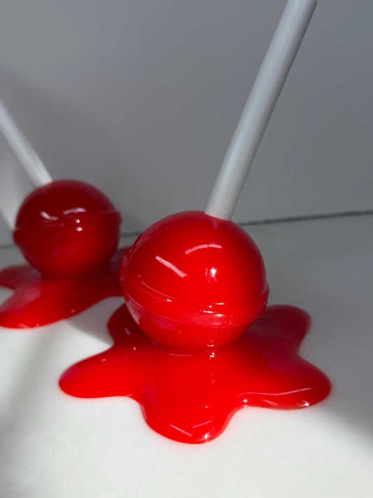 Melting Lollipop Extra Large Pop Art Decor Red, Resin Sculpture, Candy Art