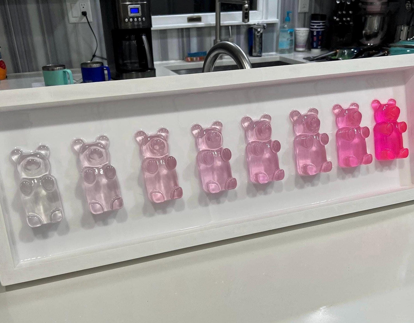 Jumbo Pink Ombre Resin Gummy Bear Wall Art: 3D Pop Art Decor