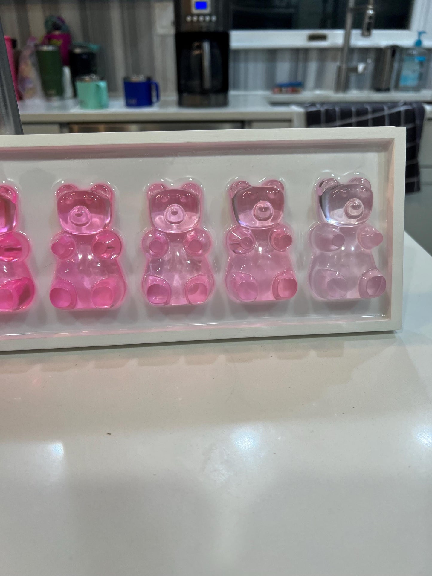 Pink Ombre Gummy Bear Resin Wall Art: 3D Pop Art Decor, Nursery Kids Room Decor, Fun Dopamine Apartment Wall Decor, Fake Candy