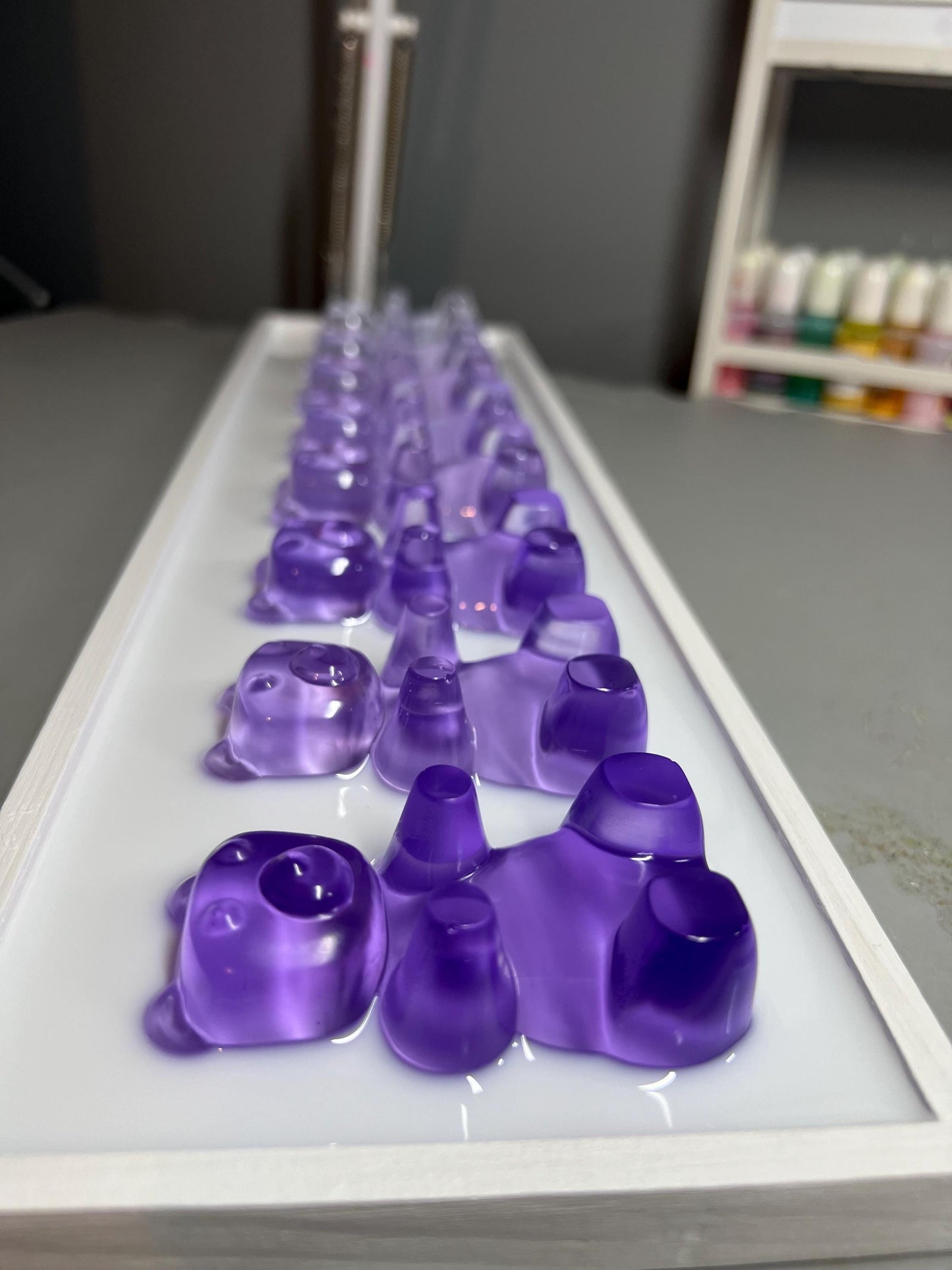 Purple Violet Ombre Resin Gummy Bear Wall Art: 3D Candy Pop Art