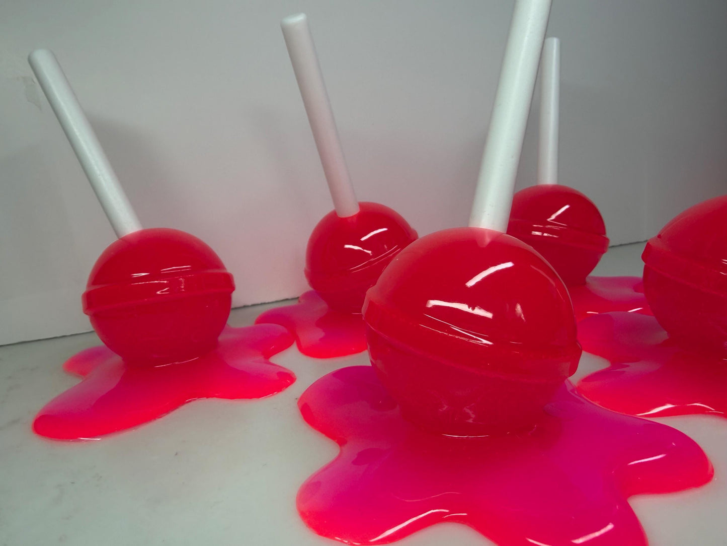 Melting Lollipop Extra Large Pop Art Decor Dopamine Neon Pink, Resin Sculpture, Candy Art