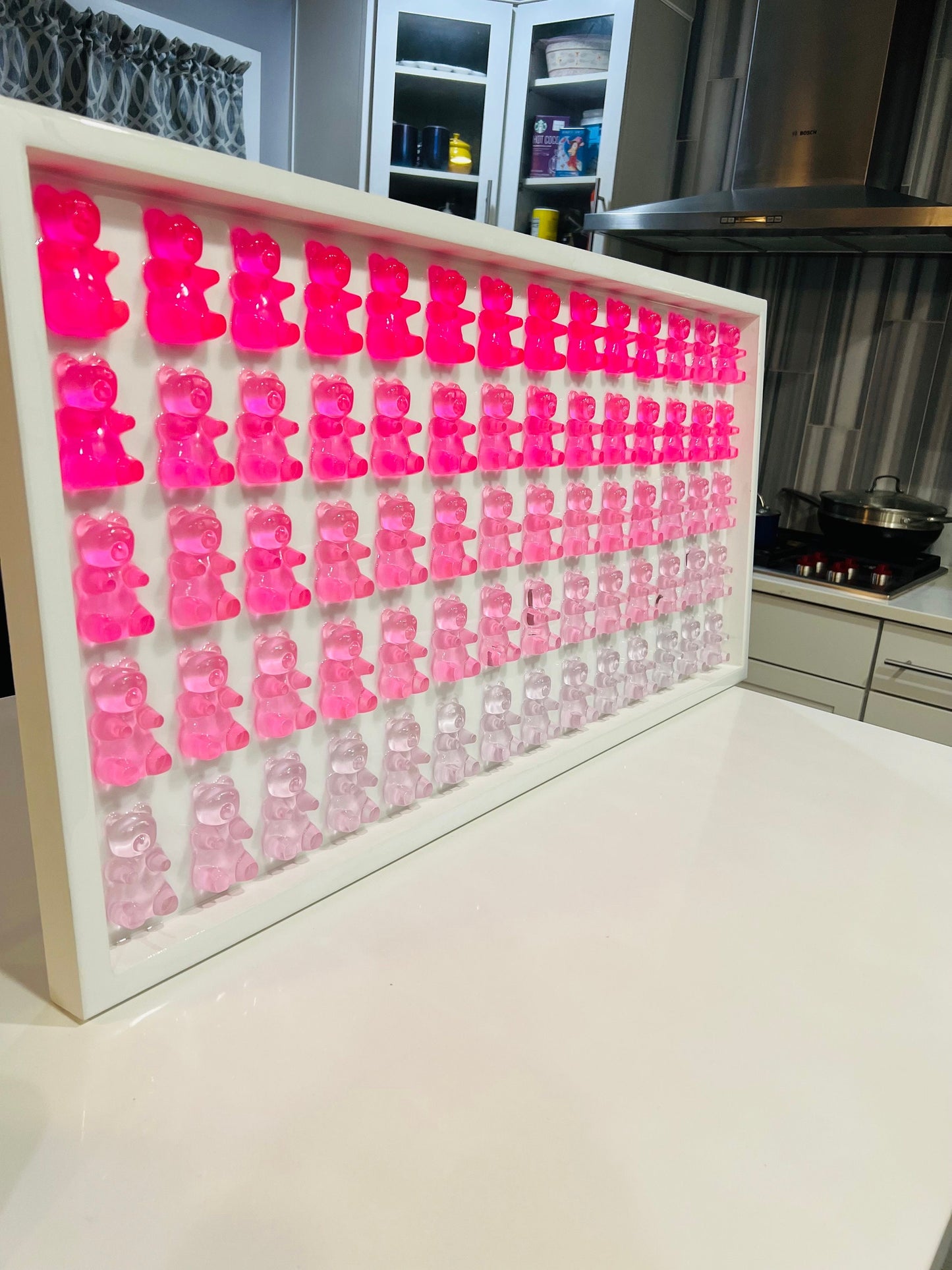 Pink Ombre Resin Gummy Bear Wall Art: 3D Neon Pop Decor Nursery Kids Decor, Custom Nursery Art, Jumbo Gallery Wall, Statement Wall Hanging