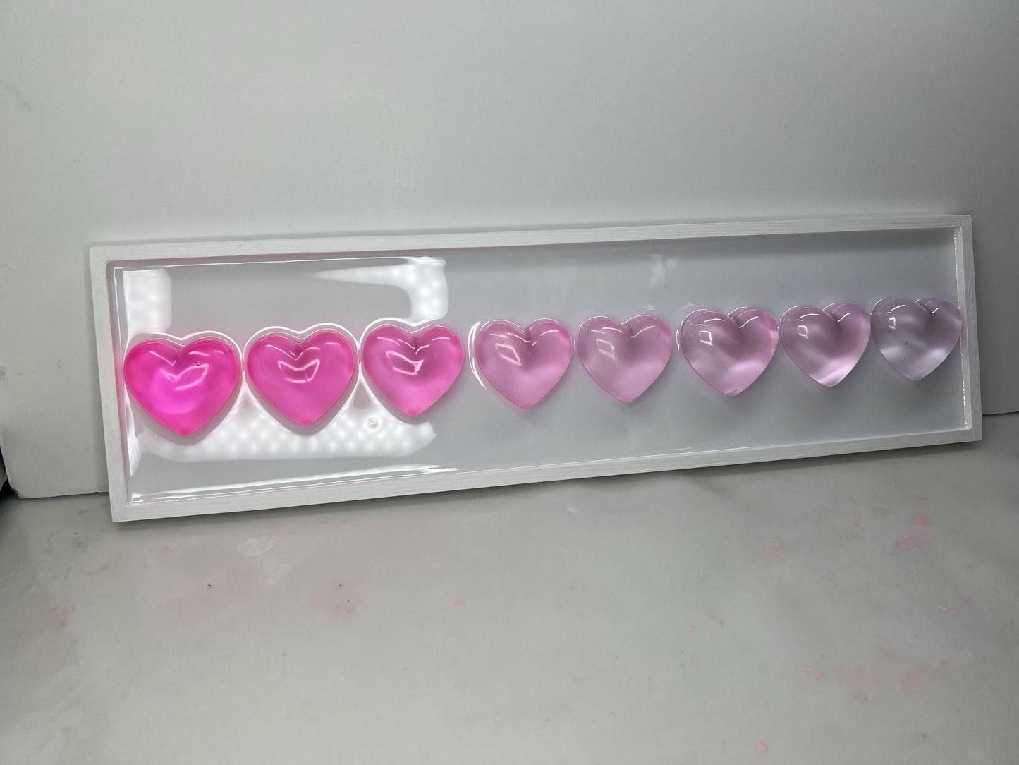 Pink Ombré Resin Gummy Hearts Wall Art: 3D Pop Art, Nursery Kids Room Decor, Pink Apartment Decor