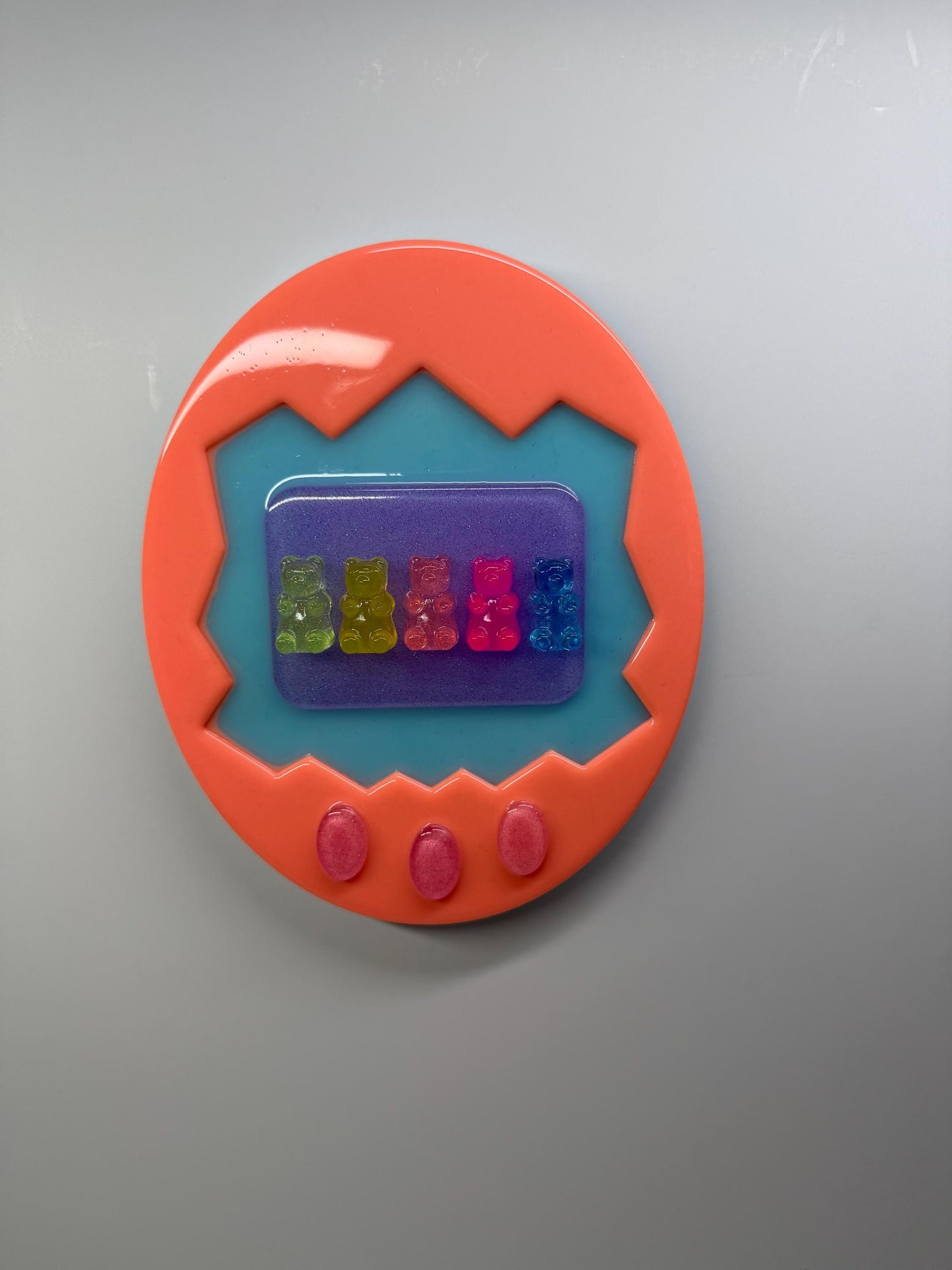 Retro Gummy Bears Hand Held Video Game Wall Art, Nostalgic 90s Dopamine Decor, Game Kids Room Wall Hanging Y2K Virtual Pet Art
