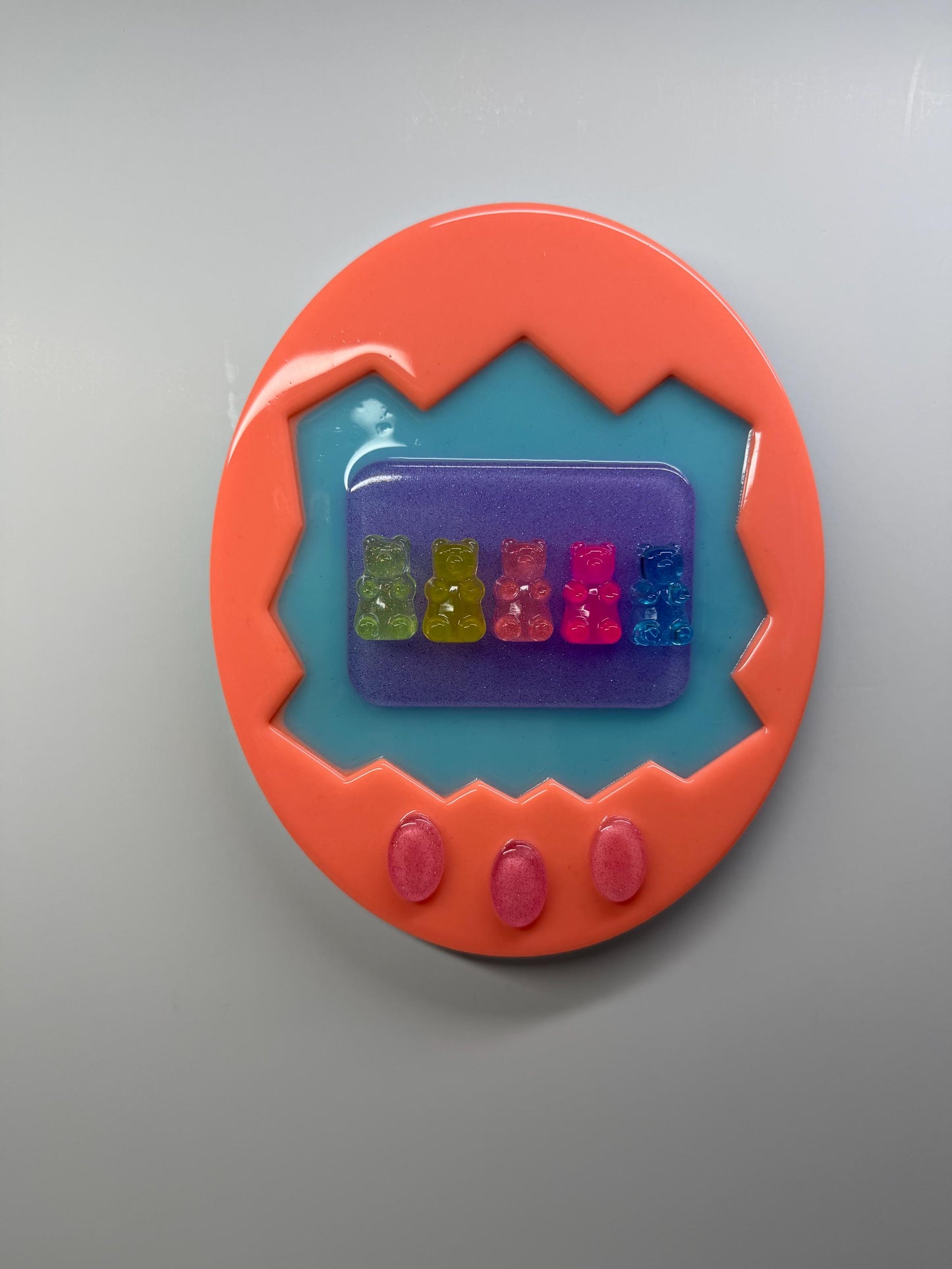 Retro Gummy Bears Hand Held Video Game Wall Art, Nostalgic 90s Dopamine Decor, Game Kids Room Wall Hanging Y2K Virtual Pet Art