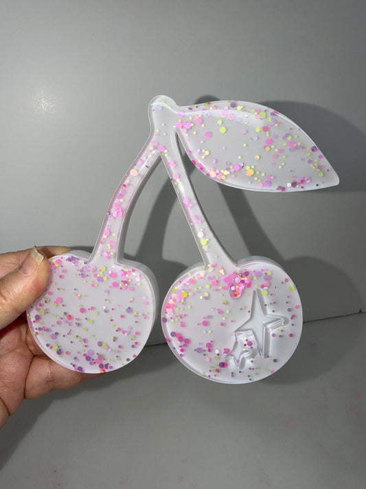 Confetti cherries decor, very cherry bold pop of color, maximalist pop art, office bedroom desk decor