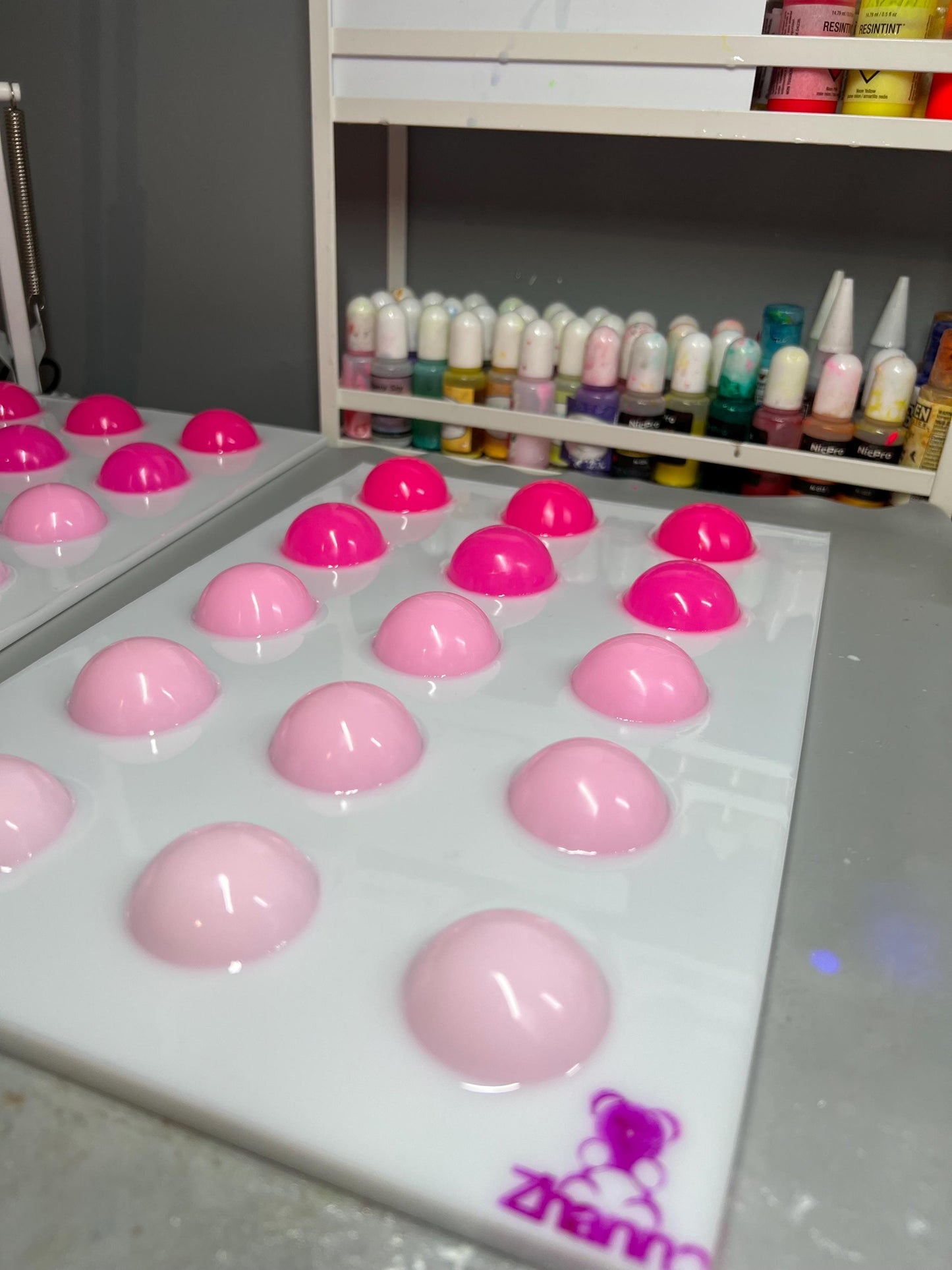 Pink Ombre Gumballs Painting: 3D Resin Pop Art (12x8 inches)