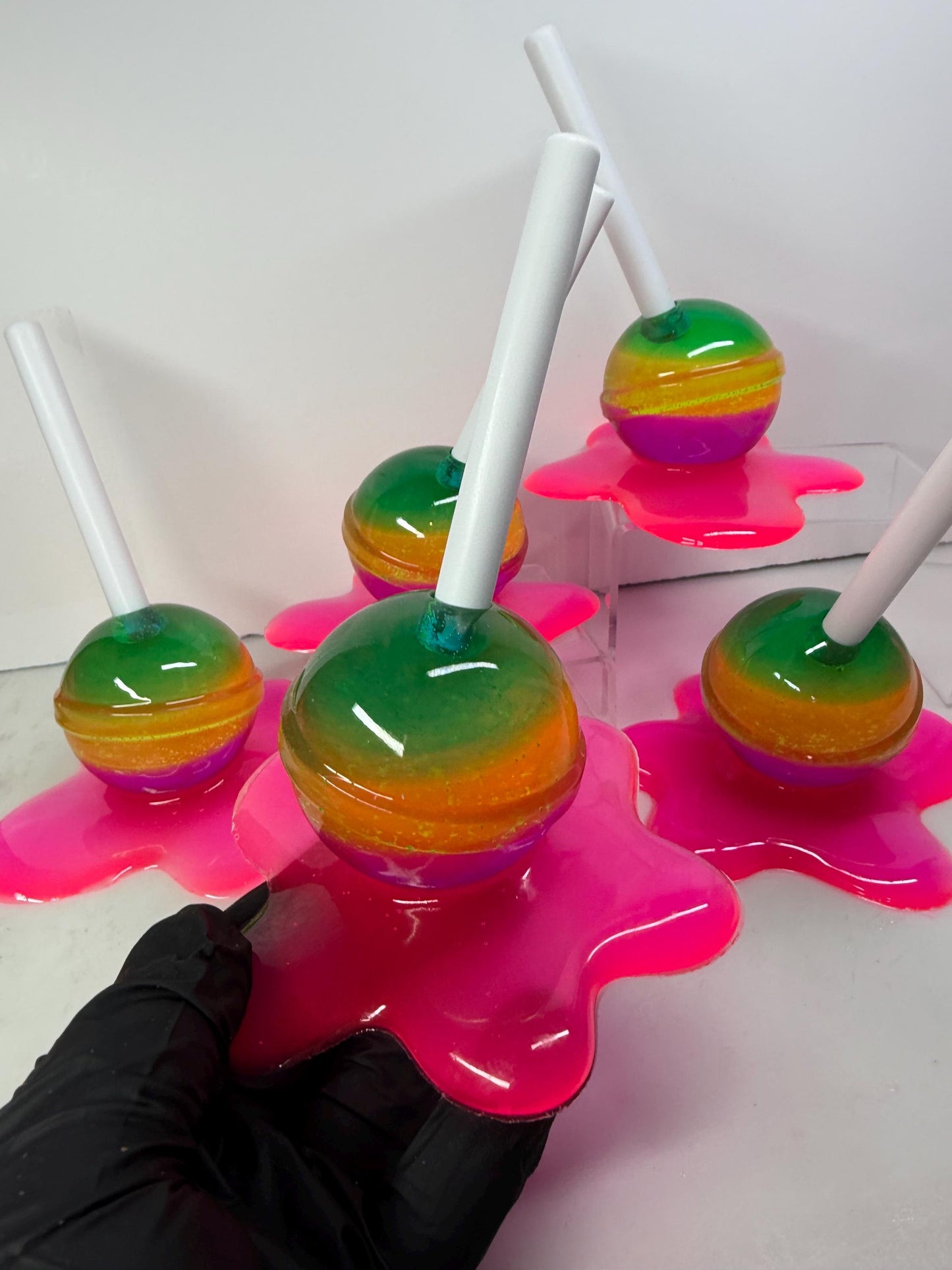 Melting Lollipop Extra Large Pop Art Decor Rainbow Layers Blue Yellow Purple Pink, Resin Sculpture, Candy Art