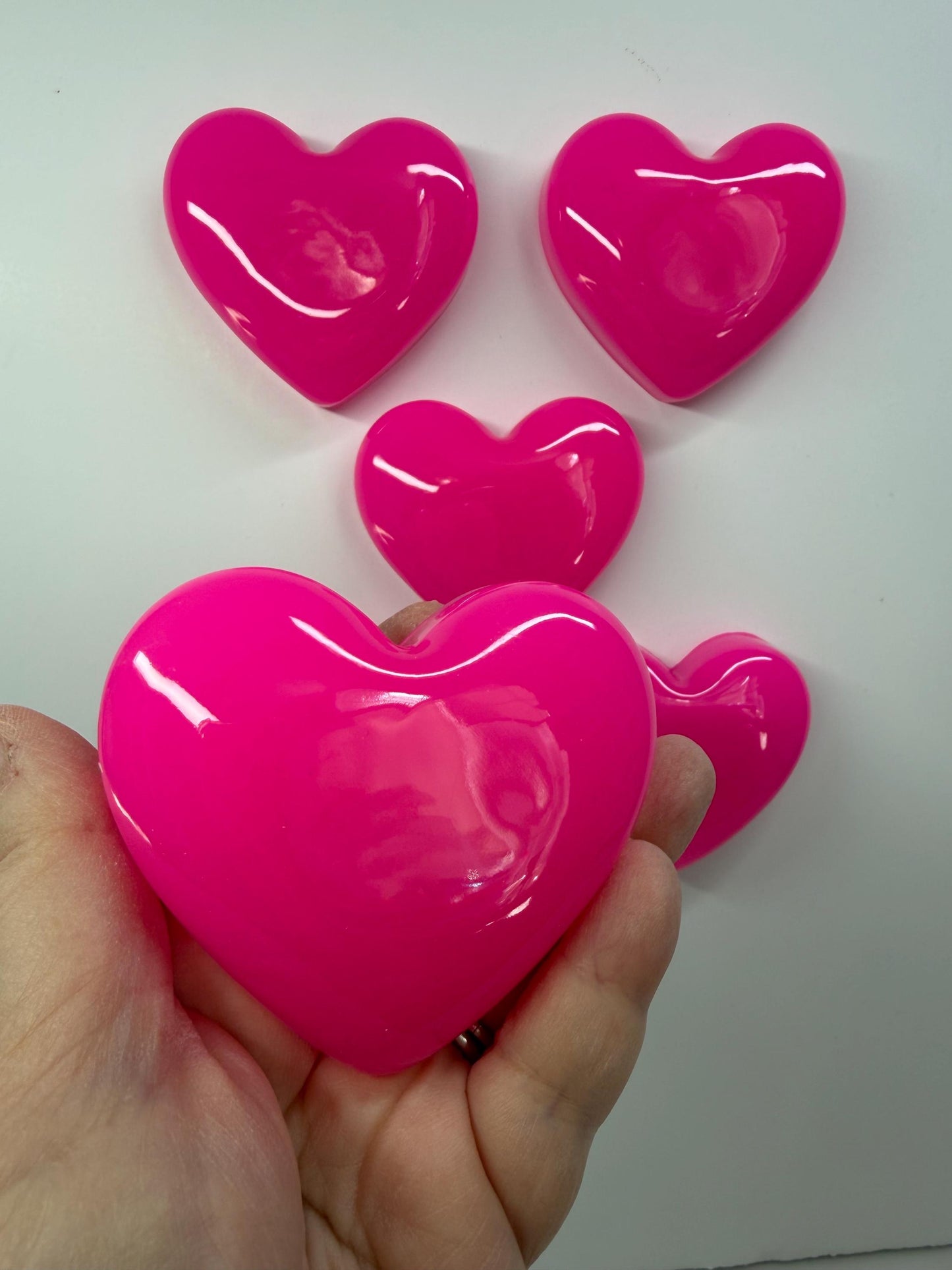 Hot Pink Resin Heart Wall Hanging – Handmade Valentine Wall Decor – Mini Pop Art Heart – 3x3 OOAK