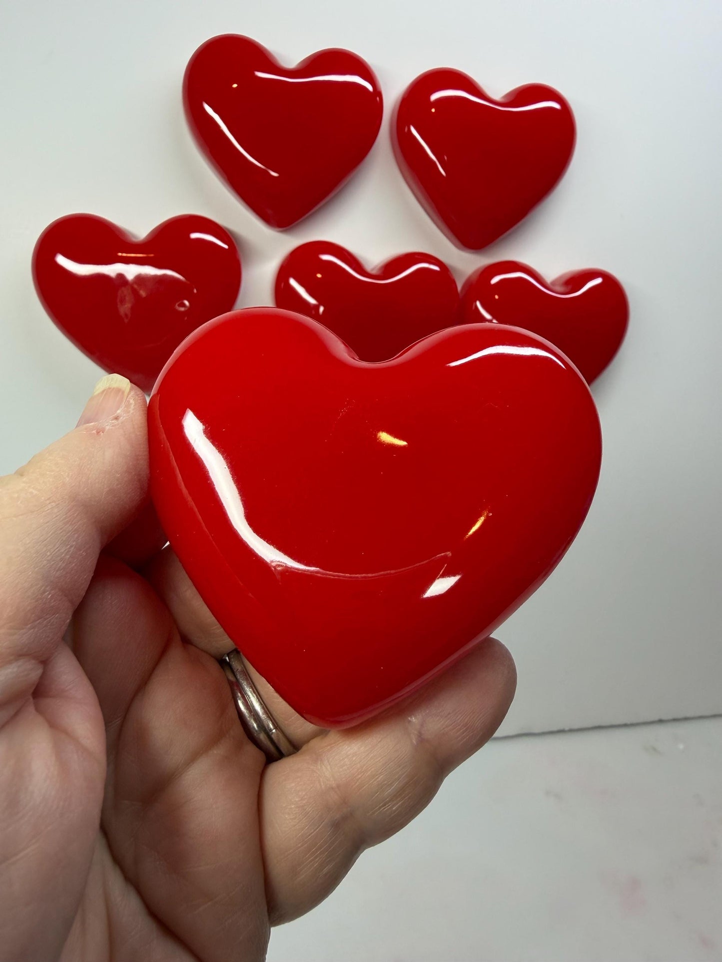 Handmade Red Resin Heart Wall Hanging | 3x3 Valentine Wall Decor | Glossy Pop Art Heart | Small Love Gift | Modern Romantic Art
