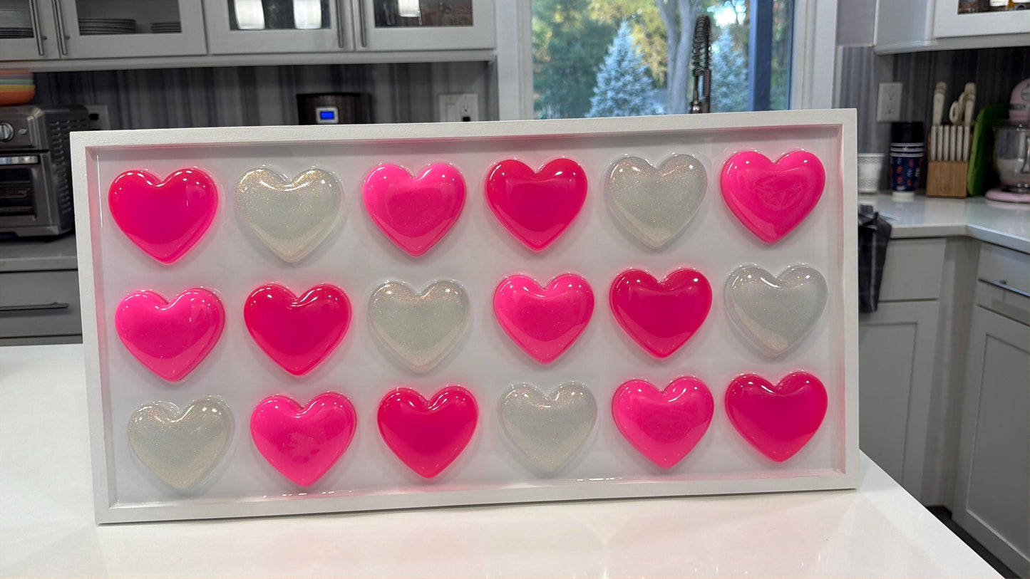 Pink Resin Gummy Hearts Pop Art: Extra Large 3D Wall Decor, Nursery Kids Room Decor, Custom Gallery Wall Art, Statement Wall