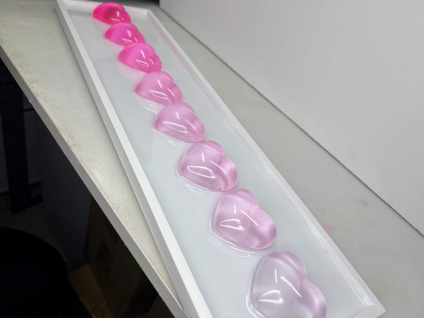 Pink Ombré Resin Gummy Hearts Wall Art: 3D Pop Art, Nursery Kids Room Decor, Pink Apartment Decor