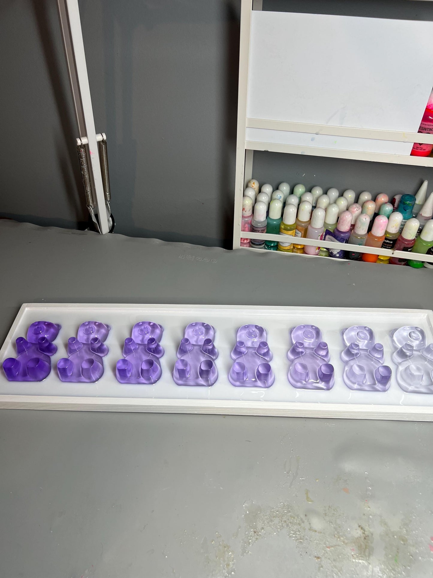 Purple Violet Ombre Resin Gummy Bear Wall Art: 3D Candy Pop Art