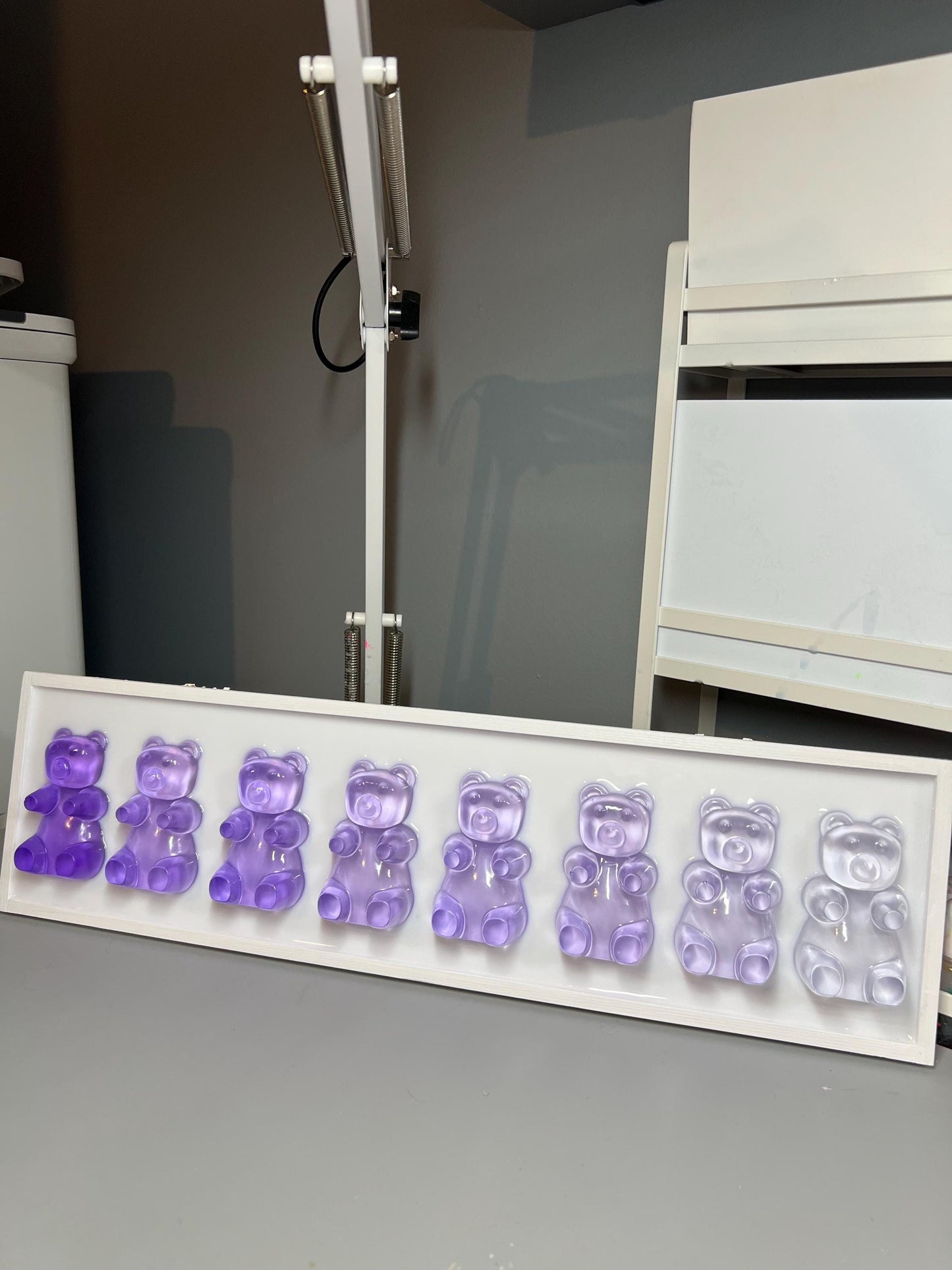 Purple Violet Ombre Resin Gummy Bear Wall Art: 3D Candy Pop Art