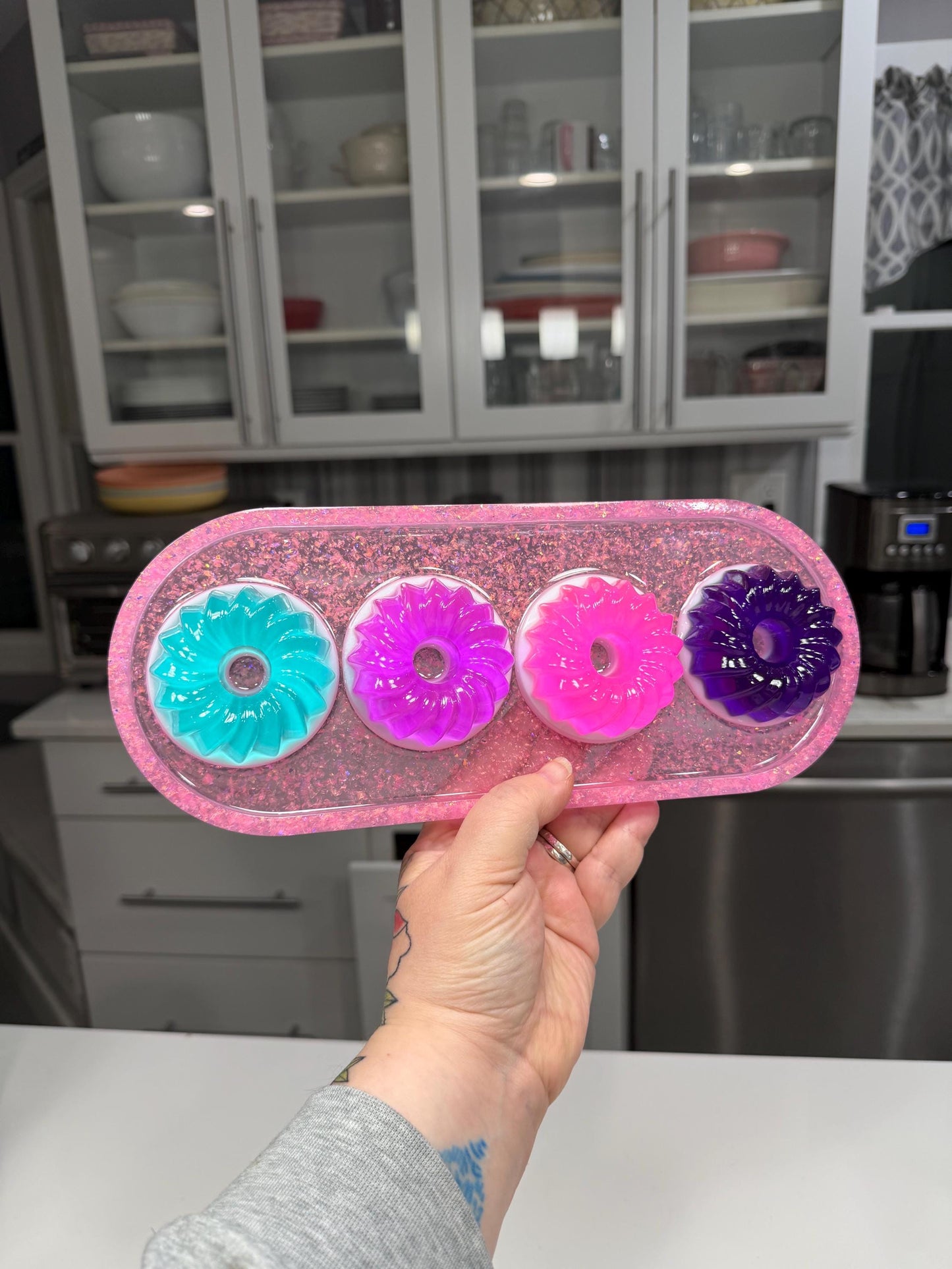 Colorful Jelly Cake Resin Wall Art • Handmade Pop Art Dessert Decor • Glitter Pink Wall Sculpture • Kawaii Kitchen Art • Sweet Tooth Gift •
