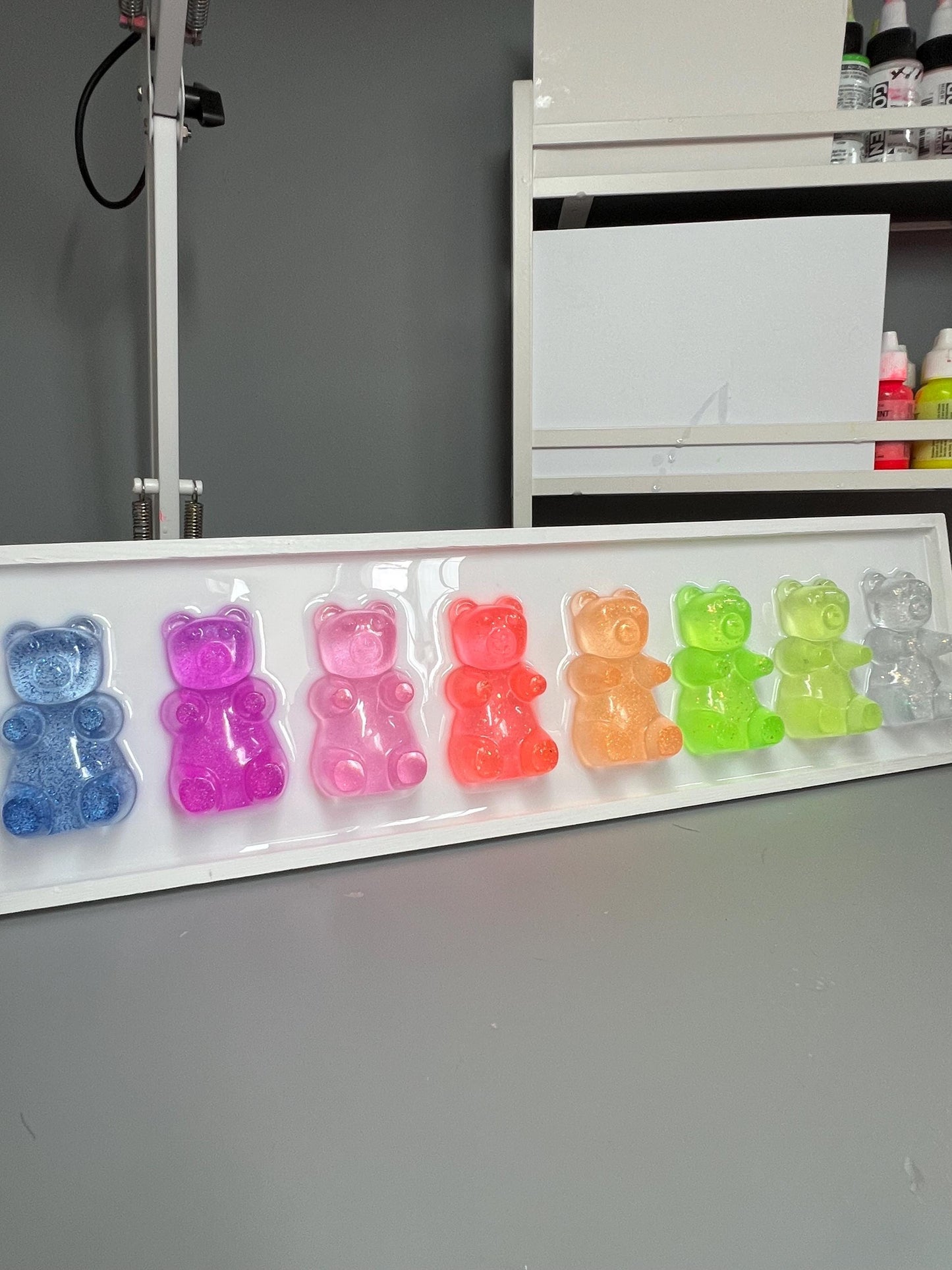 Glitter Neon Rainbow Gummy Bear Wall Art: 3D Pop Art Decor Nursery Kids Room