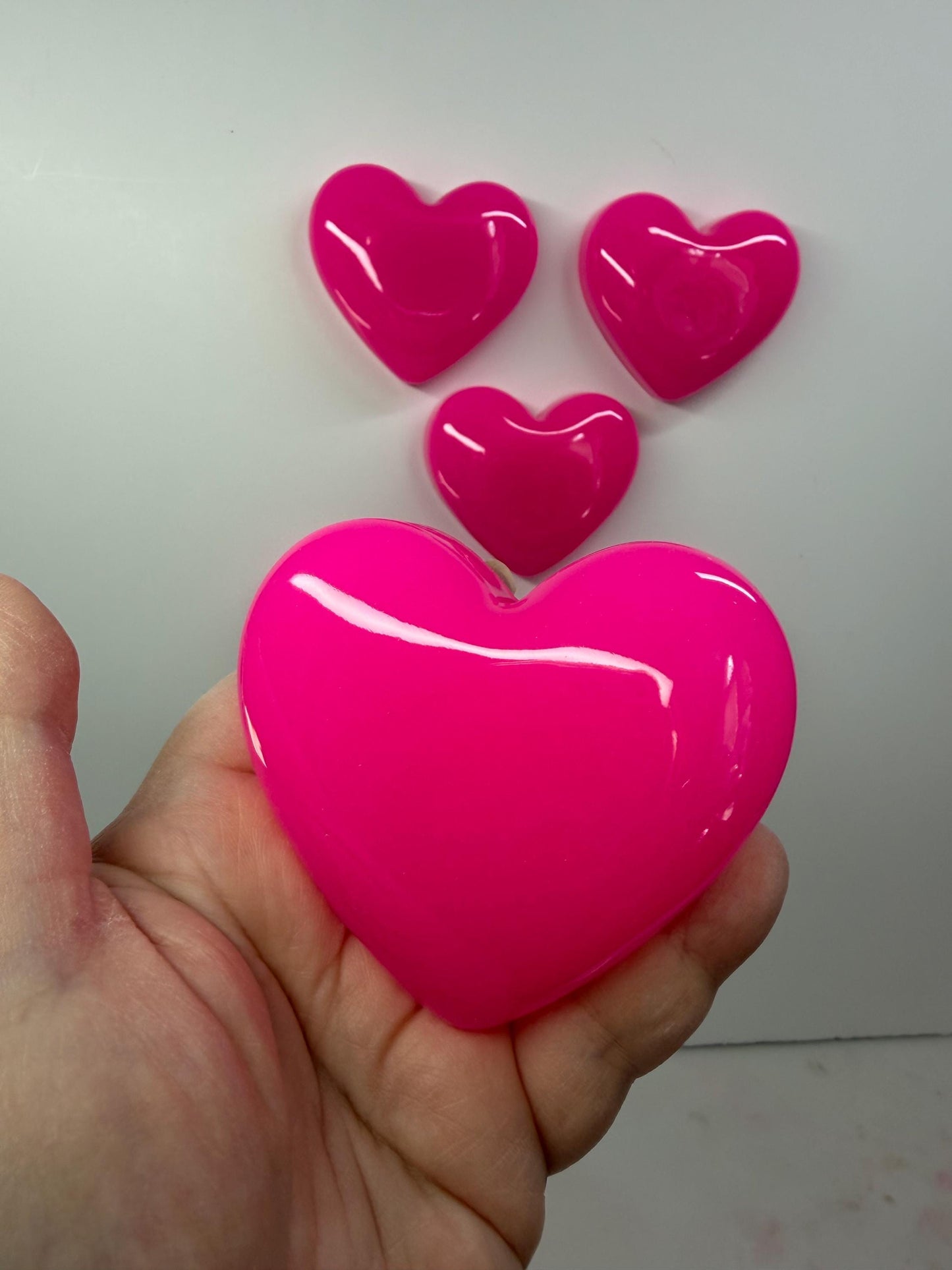 Hot Pink Resin Heart Wall Hanging – Handmade Valentine Wall Decor – Mini Pop Art Heart – 3x3 OOAK