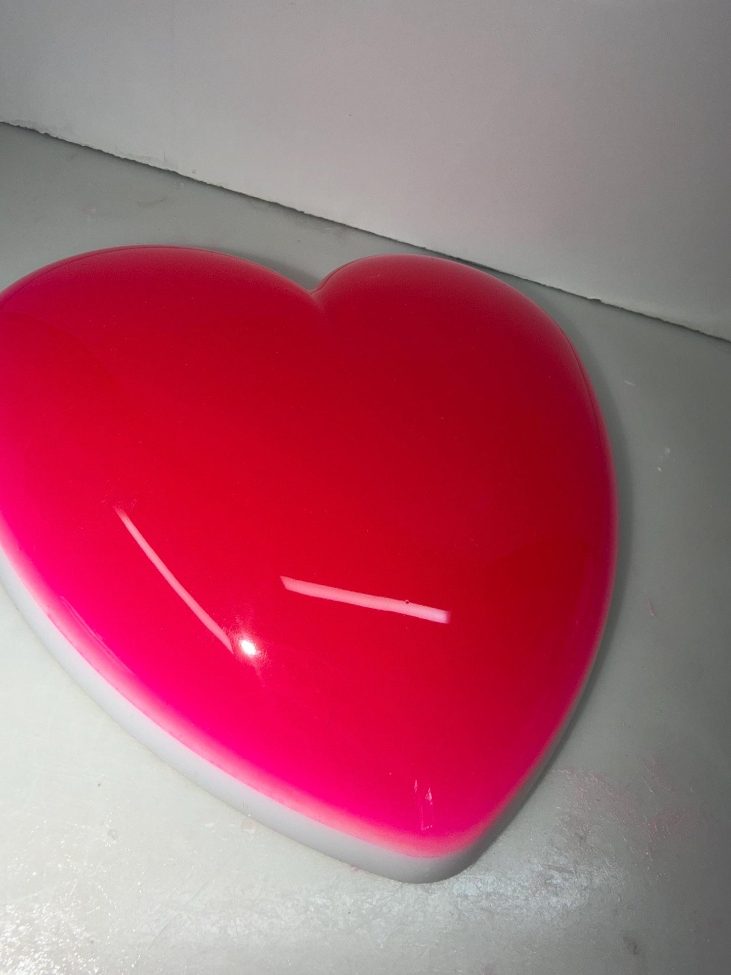 Jumbo Neon Pink Resin Heart: 3D Pop Art Wall Hanging, Handmade