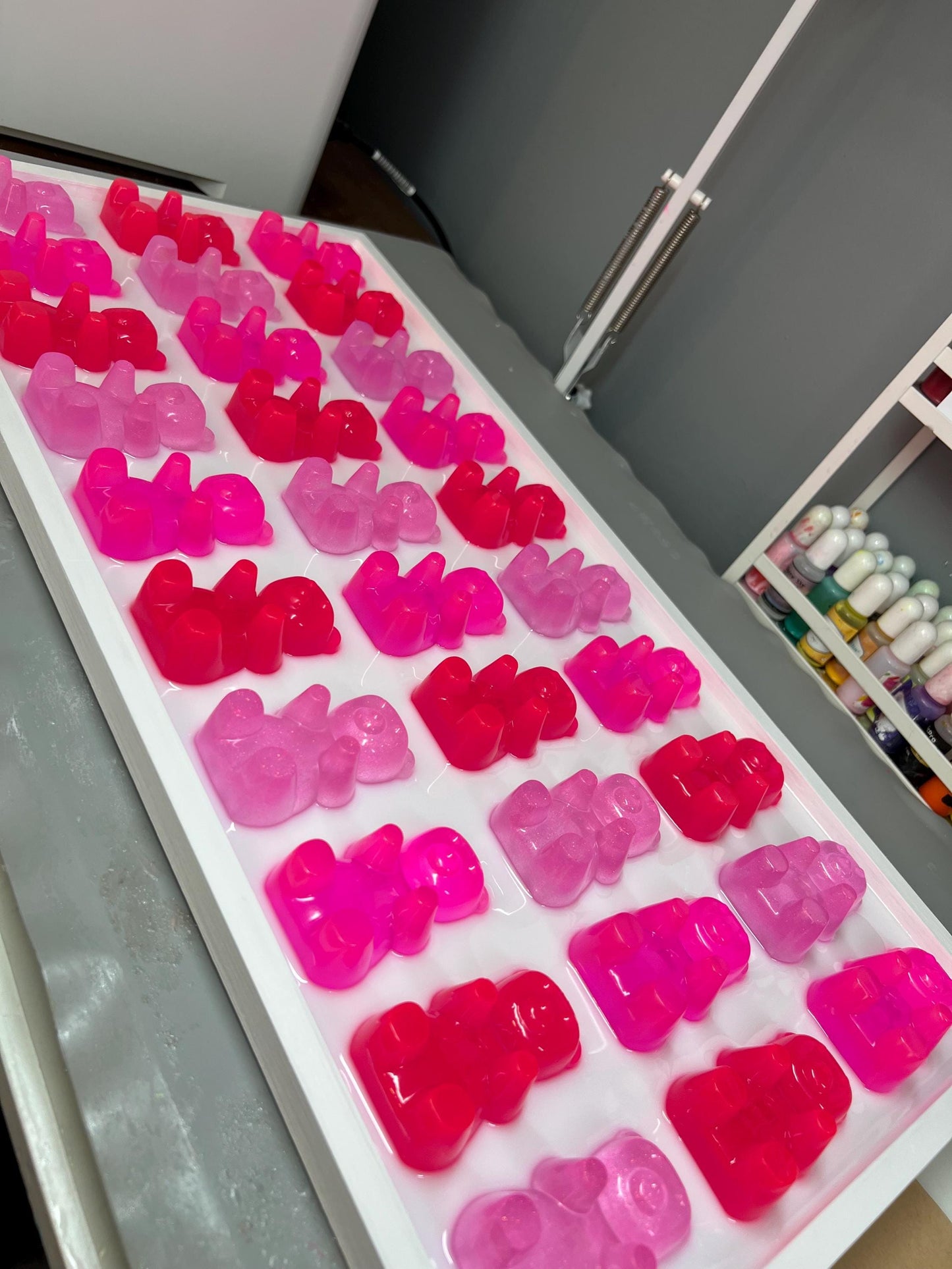 Shades of Pinks Extra Large Pink Resin Gummy Bear Wall Art: 3D Pop Art Decor Glitter, Pink Dopamine Statement Wall Decor