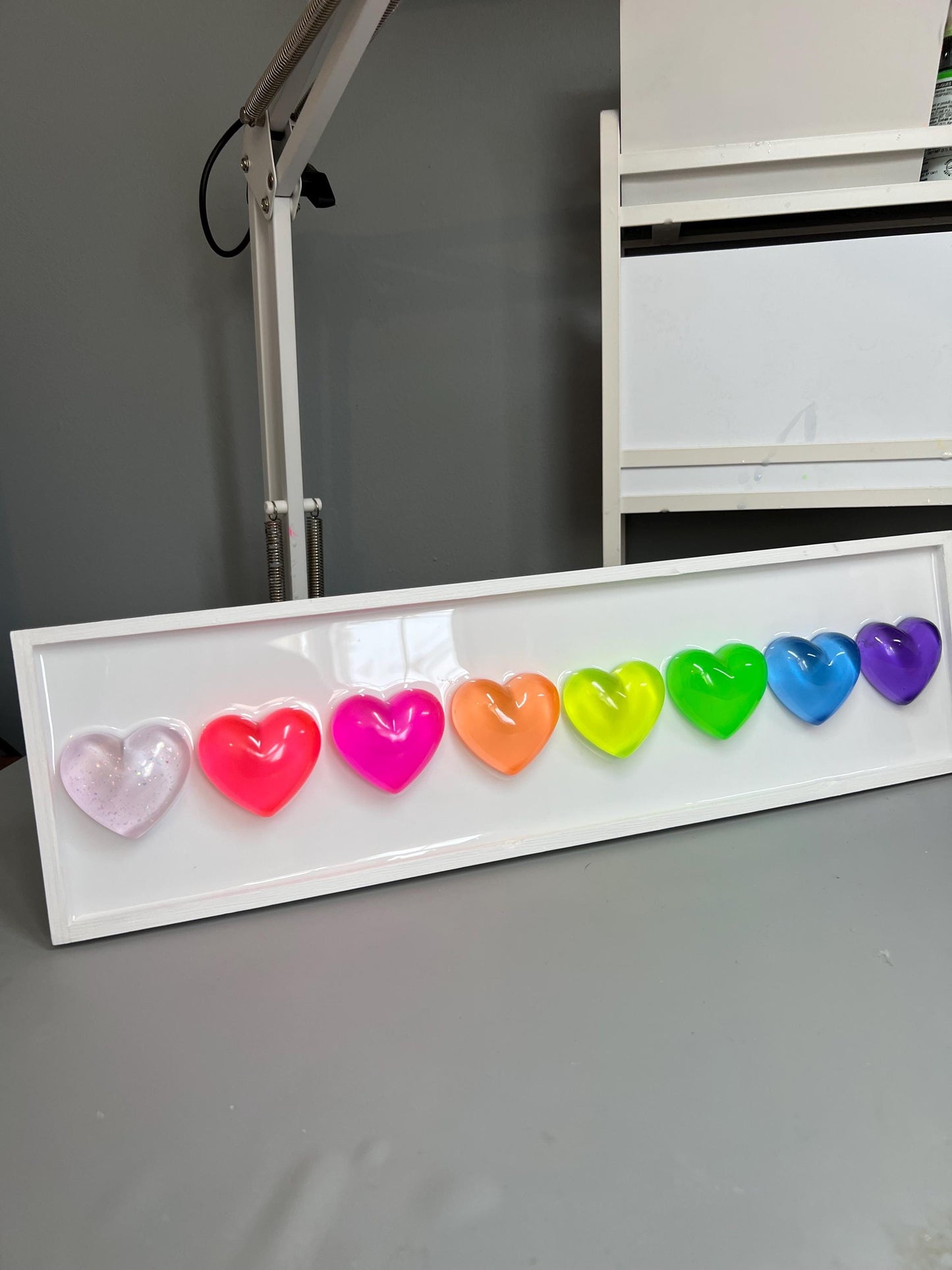Neon Rainbow Resin Gummy Hearts Wall Art: 3D Pop Art, Dopamine Decor, Nursery Room Wall Hanging, Dopamine Decor Free US Shipping