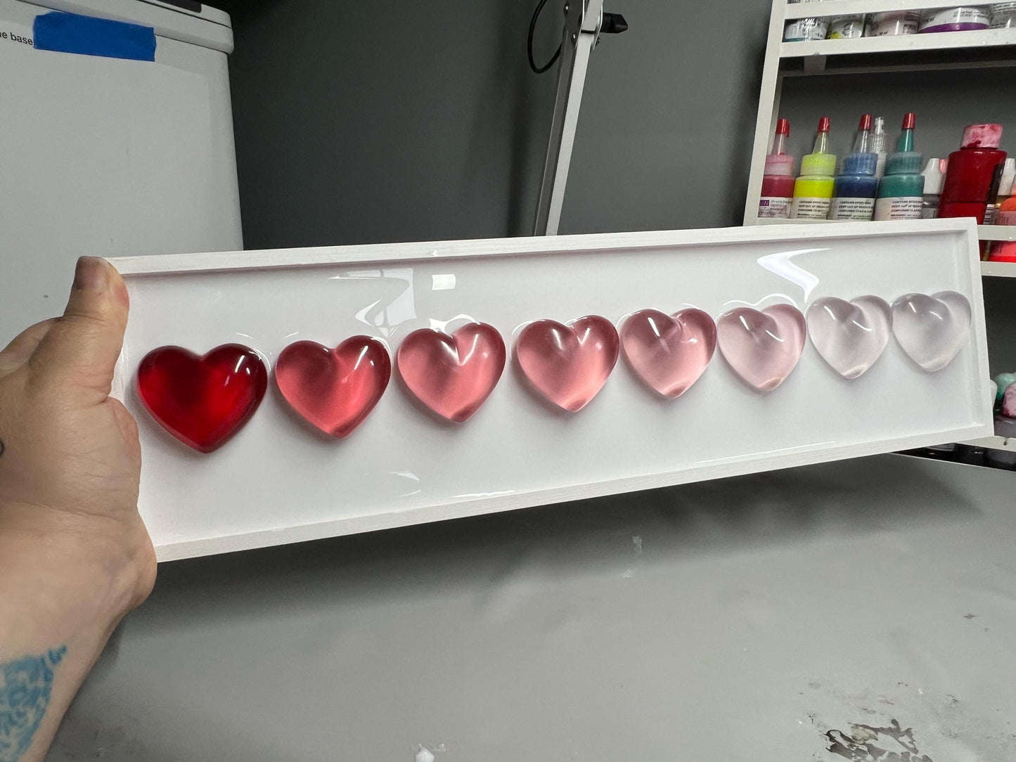Red Ombré Resin Gummy Hearts Wall Art: 3D Pop Art| Dopamine Decor| Fake Food