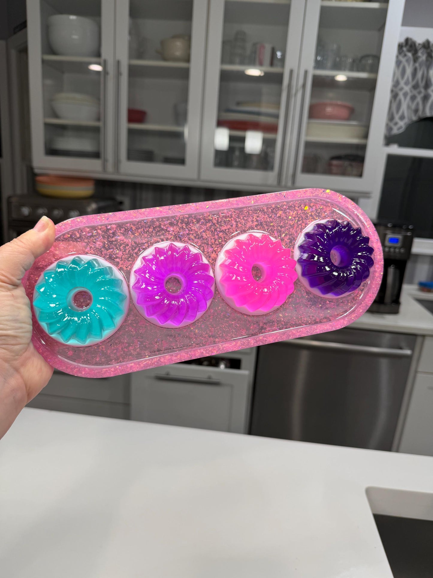 Colorful Jelly Cake Resin Wall Art • Handmade Pop Art Dessert Decor • Glitter Pink Wall Sculpture • Kawaii Kitchen Art • Sweet Tooth Gift •