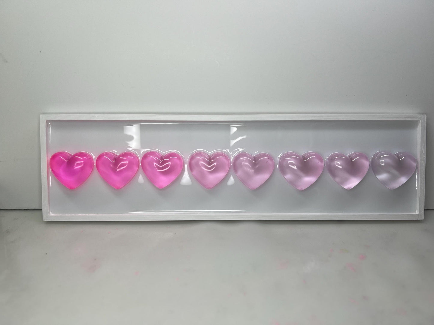 Pink Ombré Resin Gummy Hearts Wall Art: 3D Pop Art, Nursery Kids Room Decor, Pink Apartment Decor